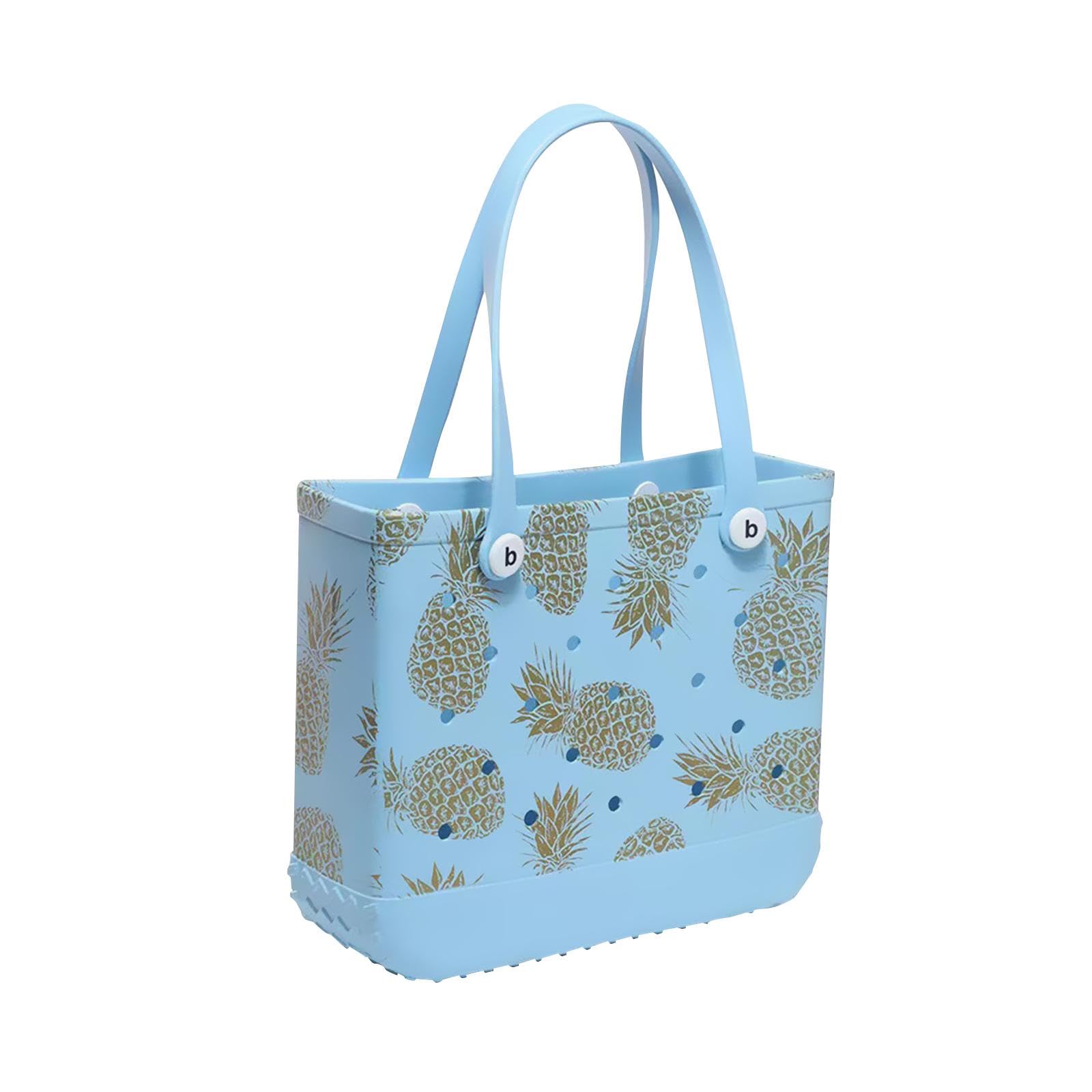 nivaa Washable Tote Bag Fashion with Hole Waterproof Travel Bag Summer Beach Pouch Blue-picture-3