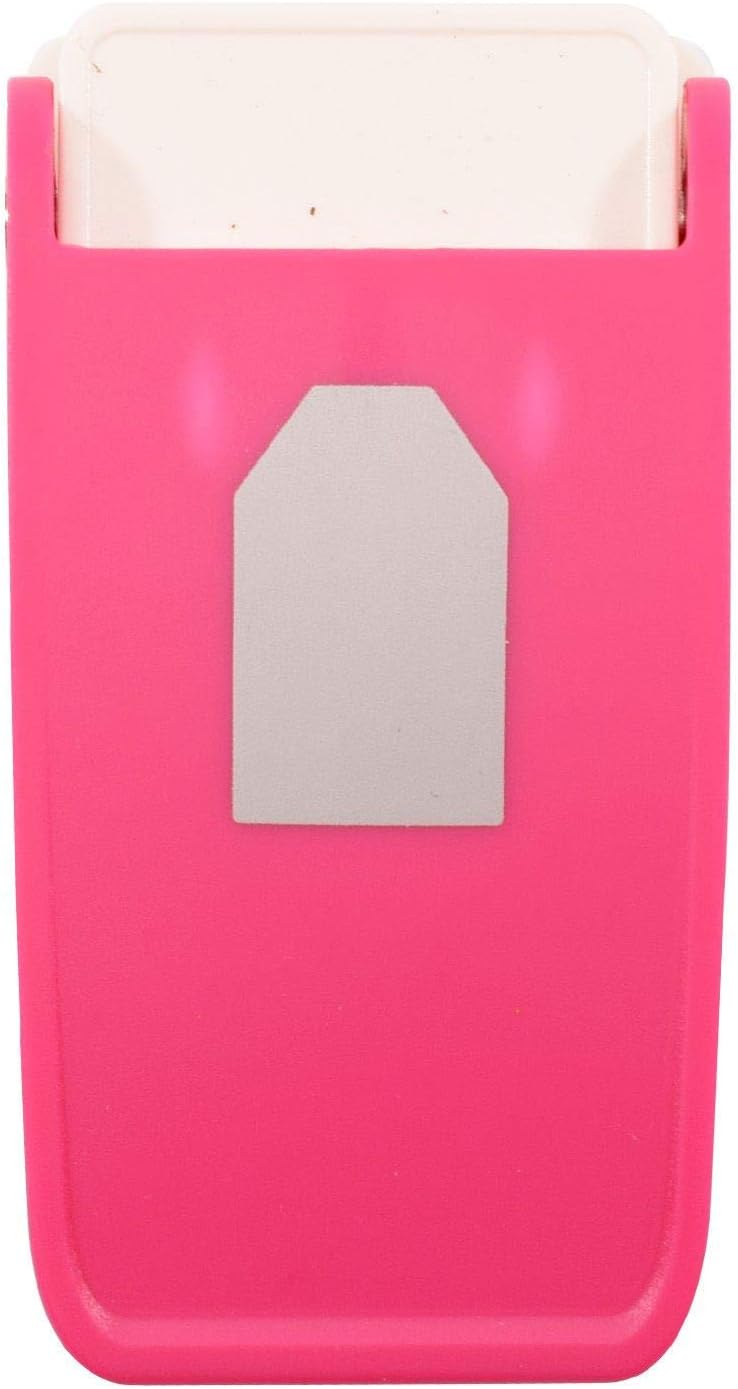 Vaessen Creative Heavy Duty Craft Punch - Label - 4 x 2,5 cm Hole Punch - Cutter for Shrink Paper Card Making, and Crafting, Pink-White