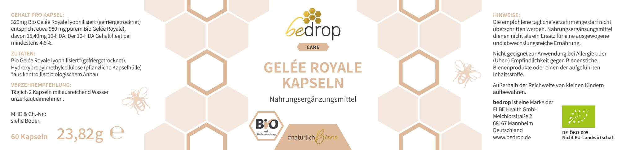 bedrop Wohlfühlset | Bee Cream (Bienengiftsalbe) 100g + Gelée Royale Kapseln 60 Kapseln, reich an Biotin, Folsäure & mehr