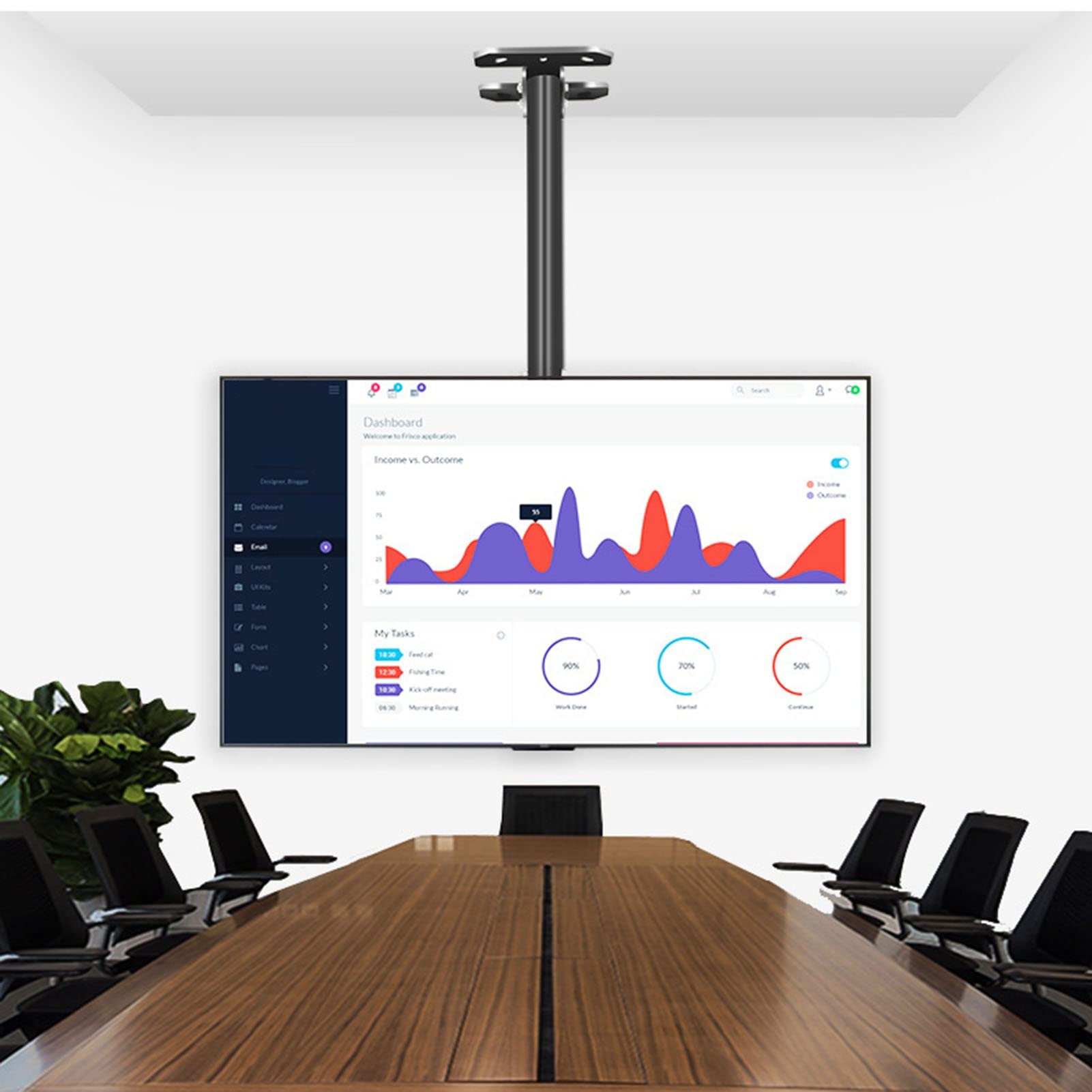 Support mural de plafond pour téléviseur 85 pouces orientable VESA