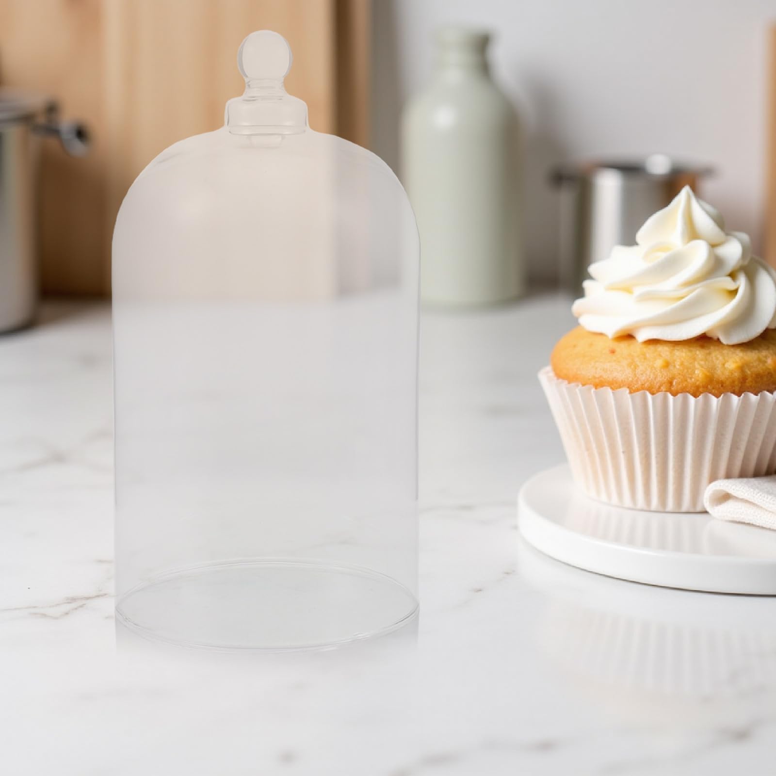 SHOWERORO Cúpula de Cristal para Masa Madre: Campana calentadora para Masa Madre para fermentación - Tarros de fermentación Tapa térmica Transparente Accesorio de Cocina para Hornear — view 4