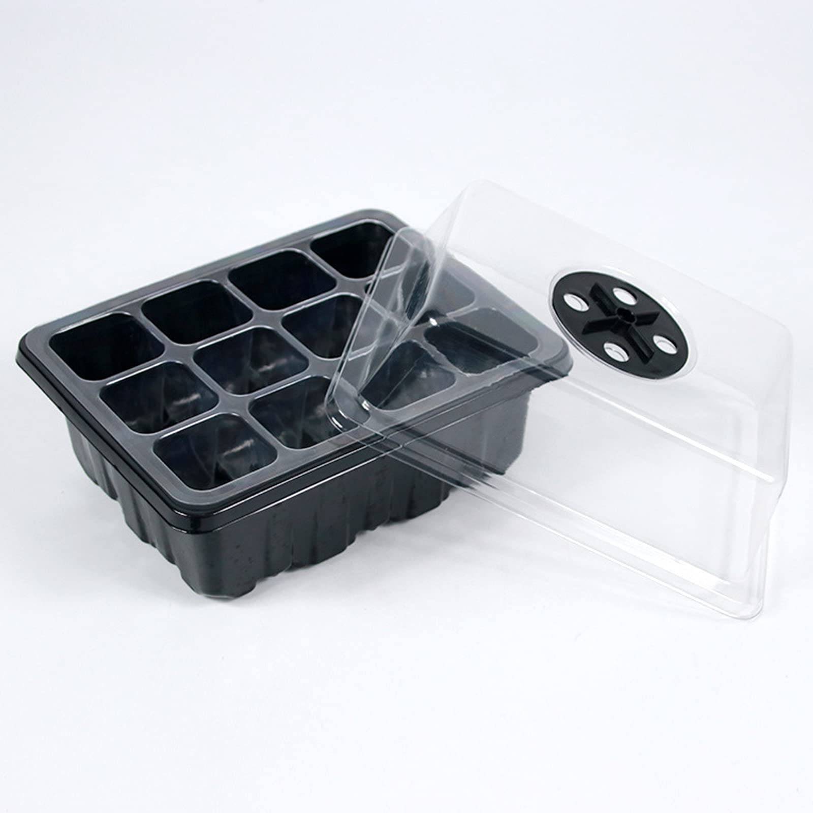 10 Pièces Mini Serre pour Plantes,Interieur Serre de Jardin pour Semis avec Évents, Bac à Semis Plateaux à graines 12 Trous pour la Germination des graines et la pépinière