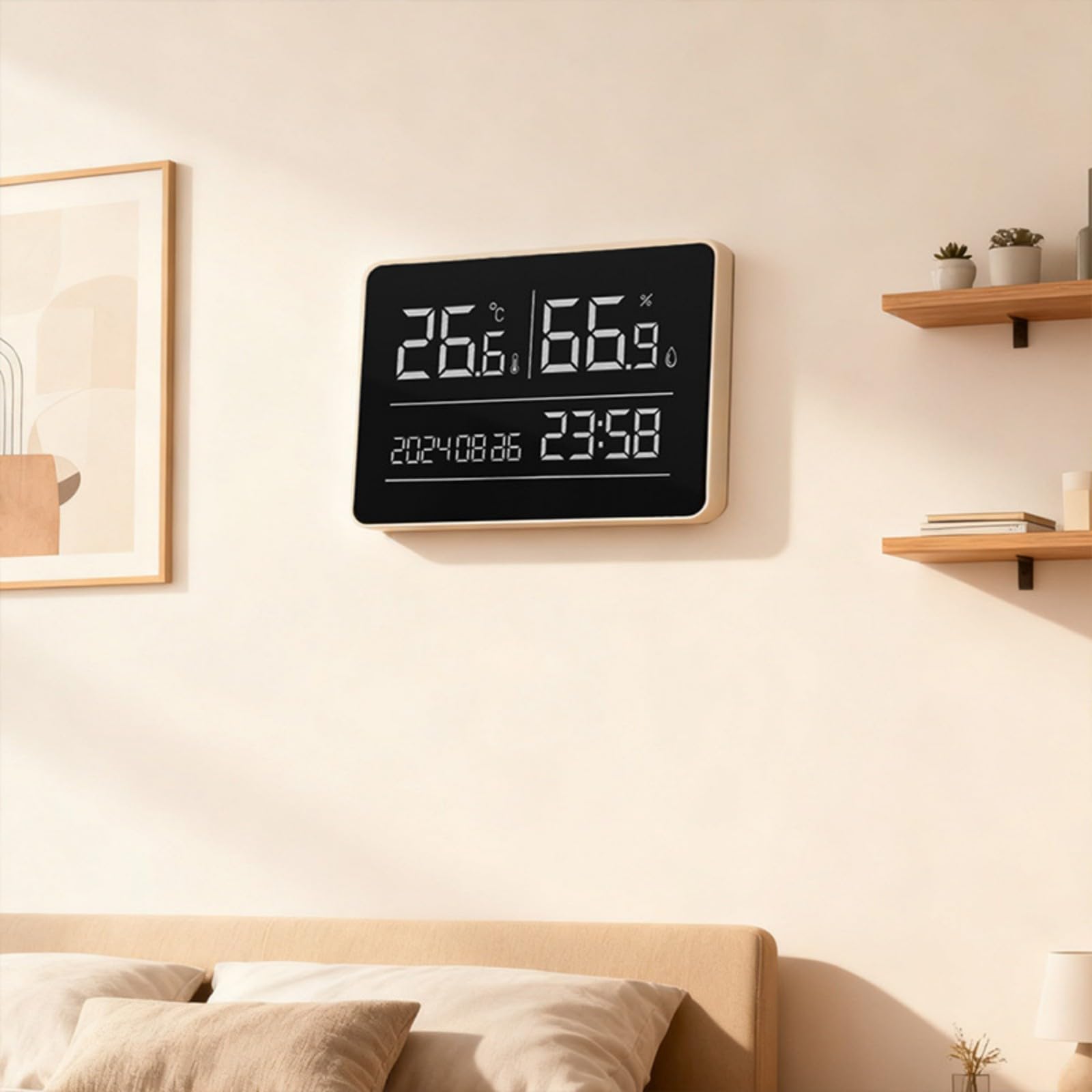 Orologio da parete silenzioso con termometri digitali igrometro con display calendario e interfacce semplici per tutti gli utenti con monitoraggio dell'umidità