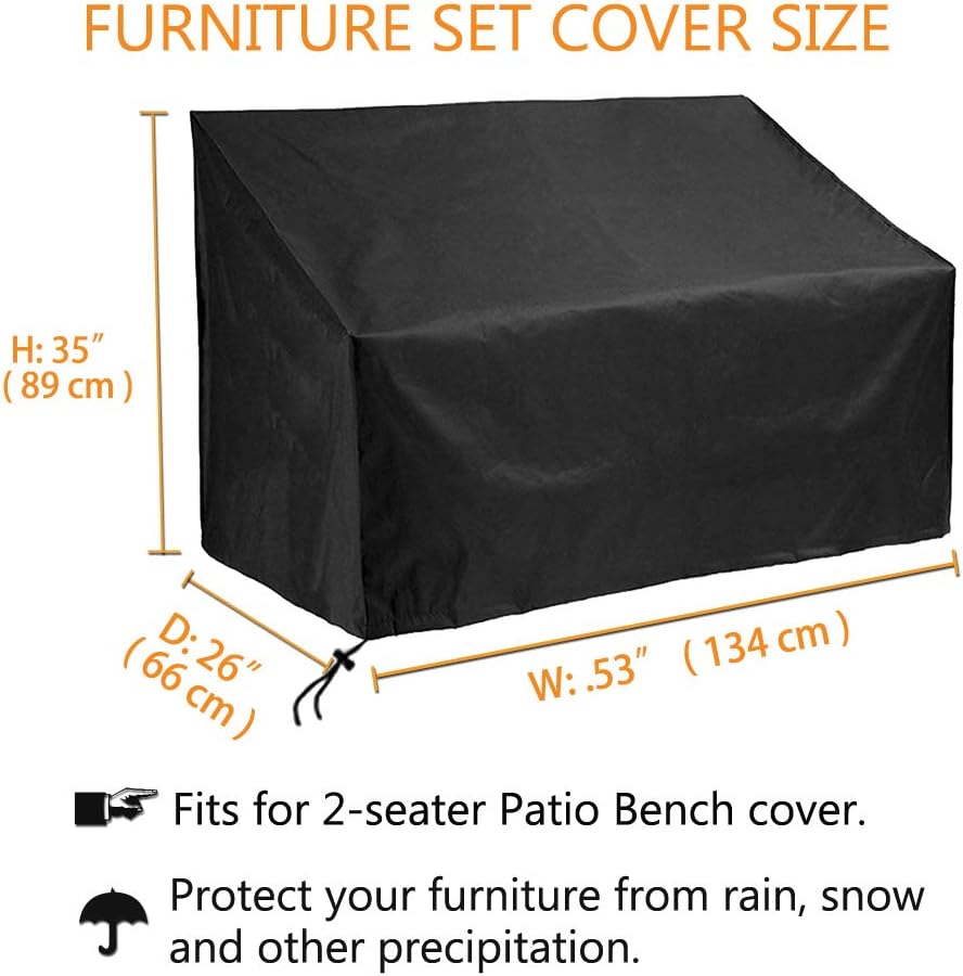 Oslimea Patio Loveseat Cover Patio Bench Cover 3 Seater, Durable Waterproof Outdoor Long Chair Cover Lounge Sofa Cover Loveseat Cover, Outdoor Patio Furniture Cover for Loveseats, Black: Kitchen & Dining