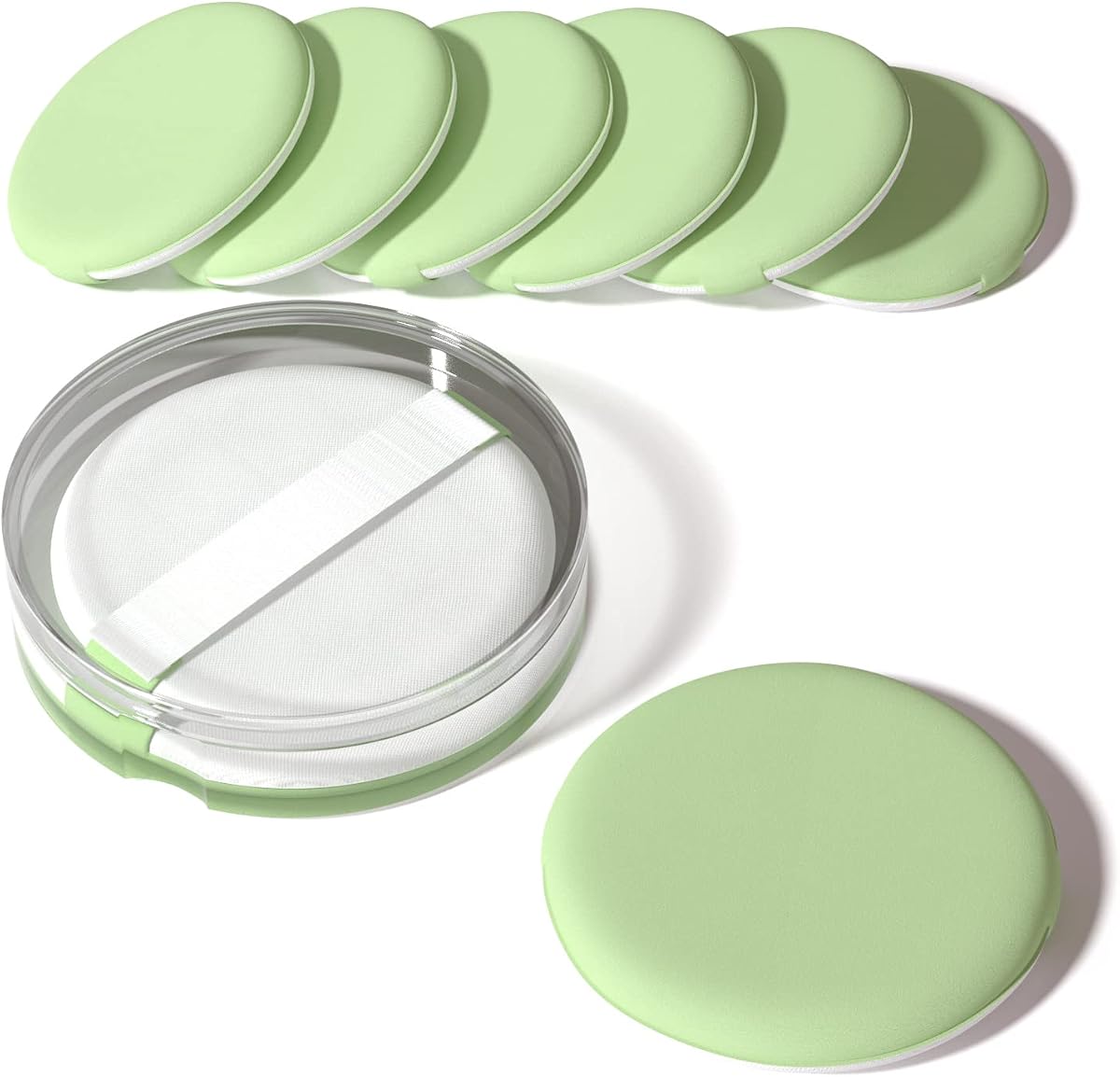 MOHOPE 8Pcs Air Cushion Makeup Sponges for Foundation with Portable Box | Latex-Free Blending Sponge for Liquid, Cream, Foundation and Powder | Round Powder Puff | Grass