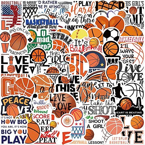 Basketball Stickers 50 PCS Cool Basketball Stickers Stylish Vinyl Stickers for Luggage Car Laptop Skateboard Keyboard Personalize Decal Stickers (Basketball-50PCS)