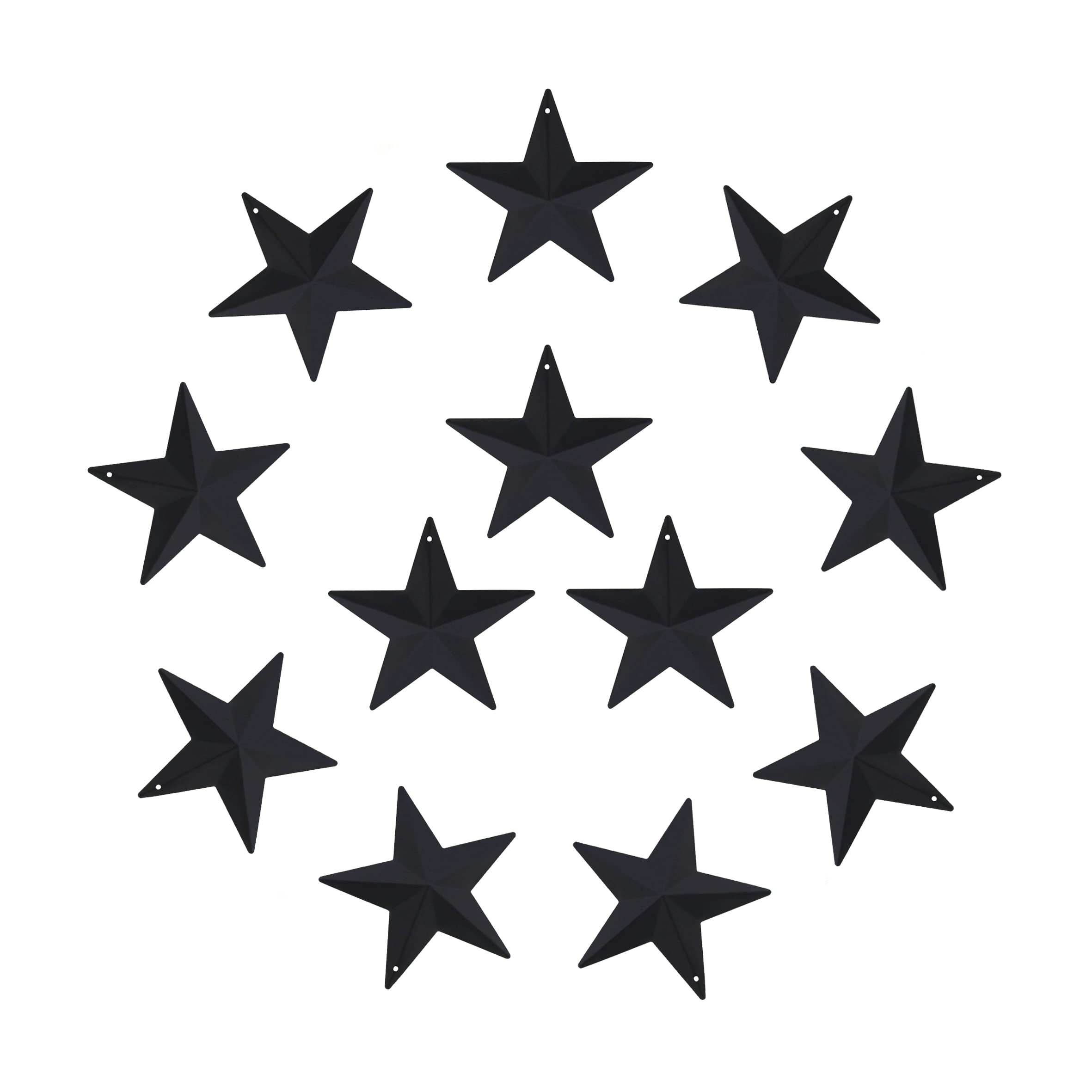 CVHOMEDECO. Country Rustic Primitive Vintage Gifts Black Small Metal Barn Star Wall/Door Decor, 2-3/4 Inch, Set of 12.