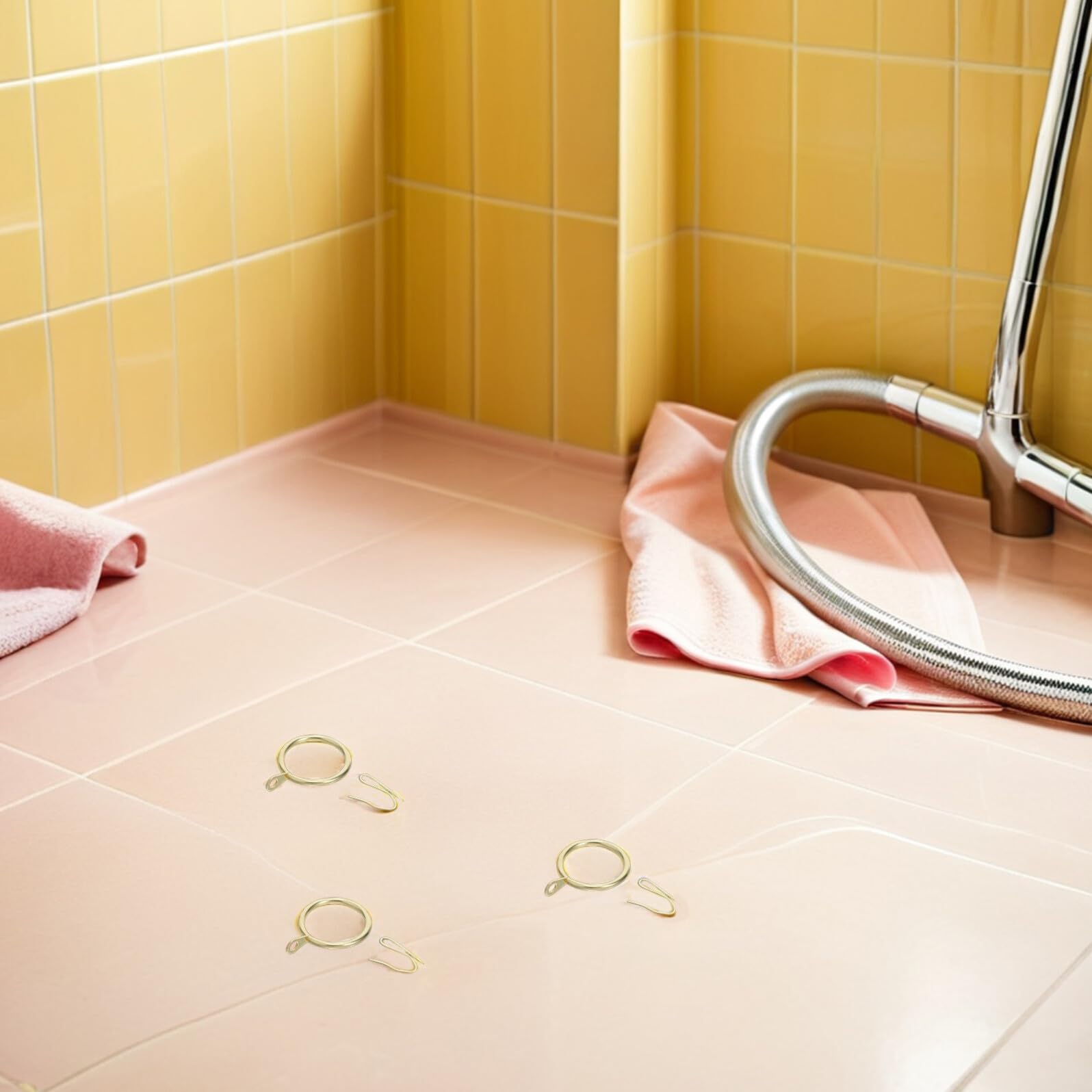 100 Juegos Anillos Metálicos para Cortinas de Ducha con Ganchos Resistentes de Dorados para Baño Accesorios Duraderos para Colgar Cortinas con Ojales Interno