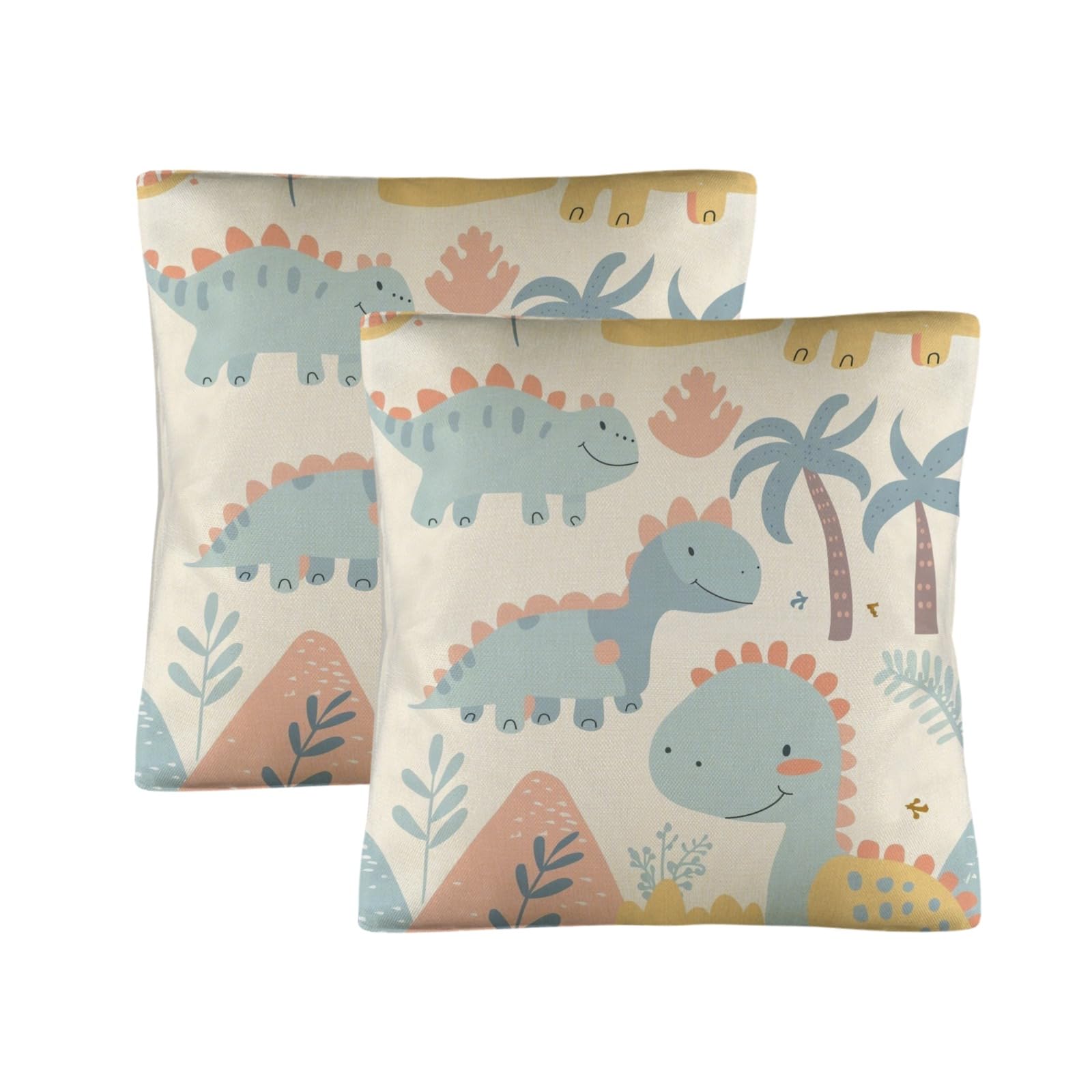 EtherSpher Childlike Cartoon Dinosaur Blue Decorative Satin Pillowcase Zipper Pillow Cases Soft and Cozy Pillow case Twin 18x18