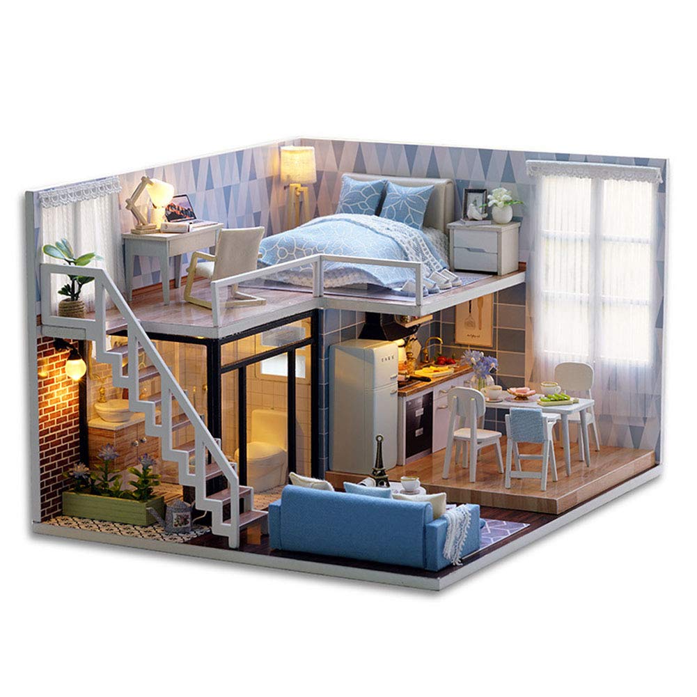 Fabater Puzzle in Legno 3D per Casa delle Bambole Kit Casa delle Bambole Fai-da-te con Mobili, Giocattolo Educativo Fatto a Mano, Miglior Regalo per Ragazze, attività Divertente per la Famiglia