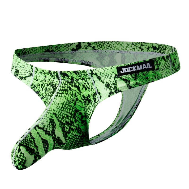 JOCKMAIL Mens Jockstraps Mens Thongs and G String Men's Printed Bikini Thongs with 3D U-Pouch Underwear