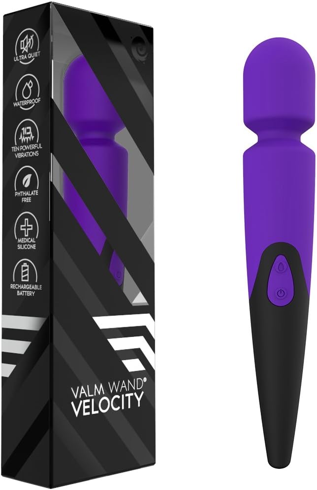 Velocity Massage Wand - Waterproof, Wireless, Powerful Vibration - Personal Therapeutic Massager (Purple)