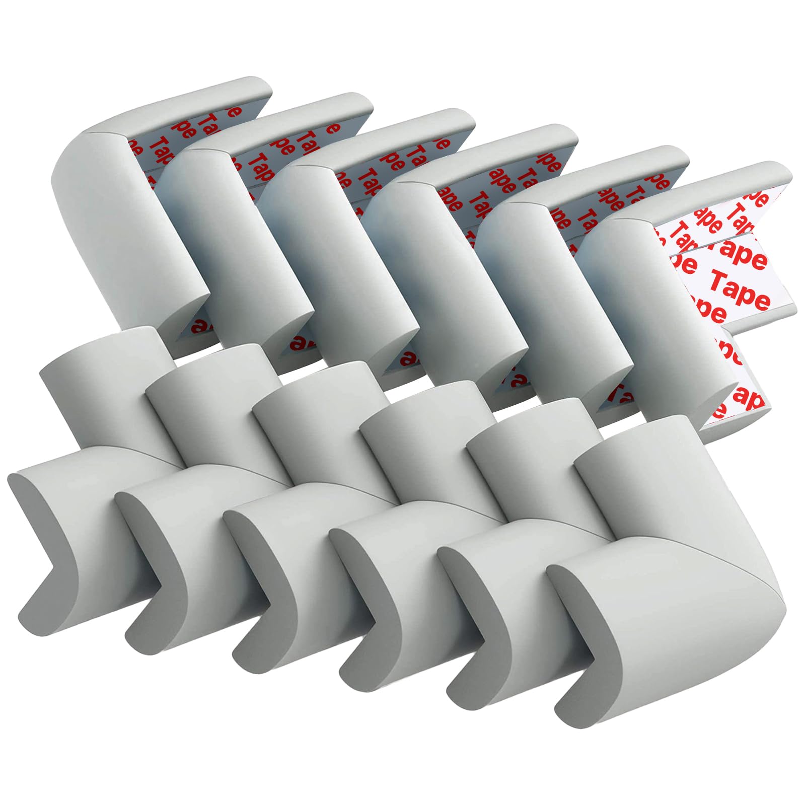 12 Pack Corner Protector Baby Proofing Corners and Edge Guards, Soft Safety Pre-Taped Rubber Foam Furniture Bumper for Fireplace, Table, Stair,