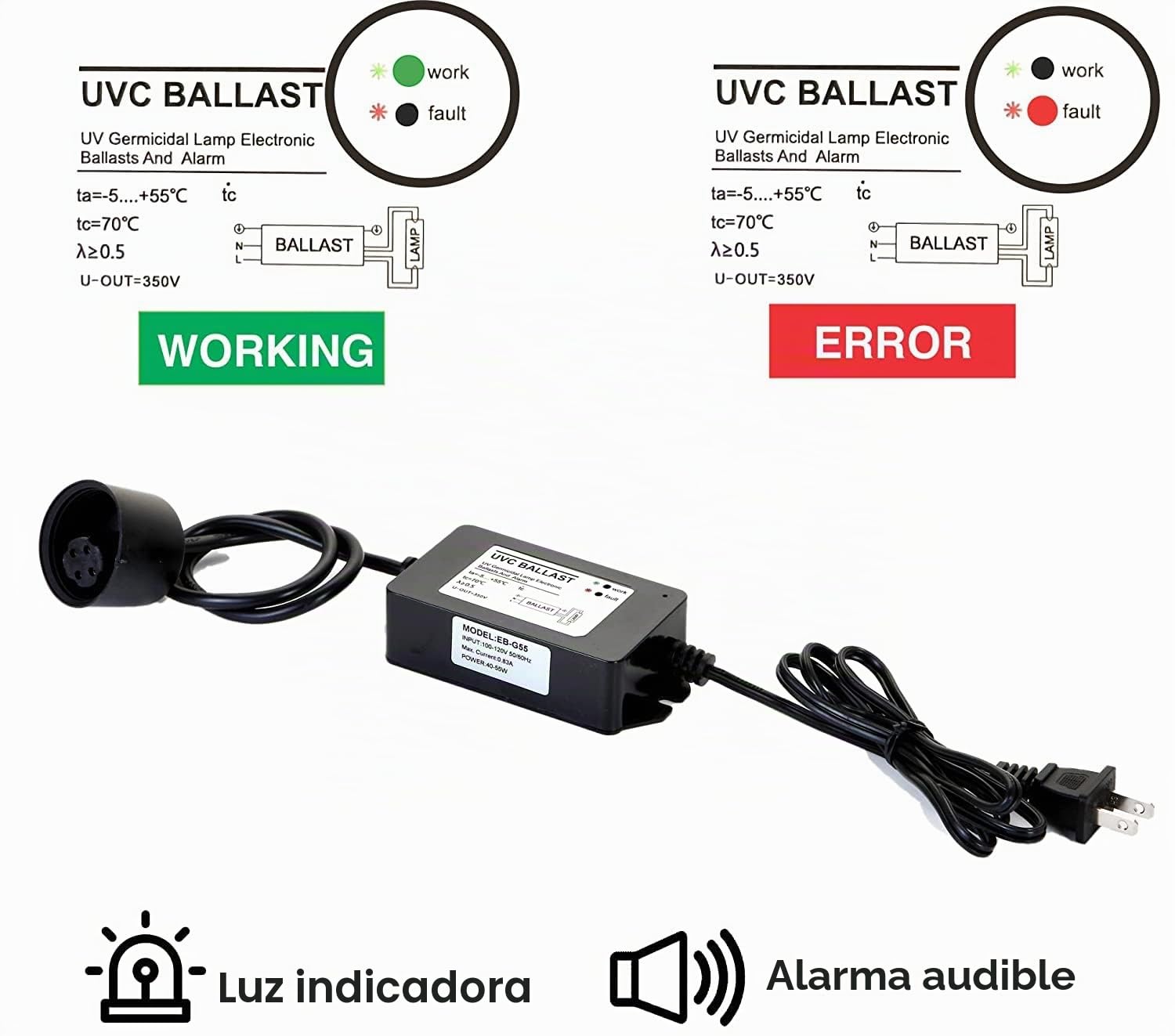 Sistema de desinfección agua UV 4 watt lampara ultra violeta 2+2 pin esterilización de 1.5 litros de agua por minuto