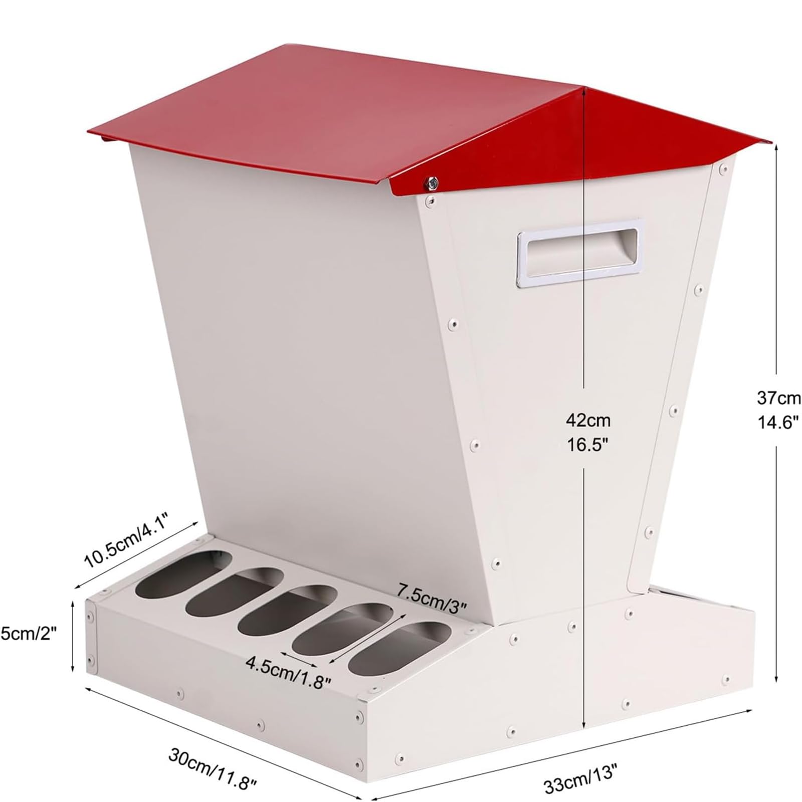 Comedero Automático para Pollos 11kg,comedero para Aves Corral Al Aire Libre con 10orificios Y Tapa Acero Inoxidable,alimentación Conveniente a Pedido Y Sin Desperdiciar,para Gallos, Faisanes