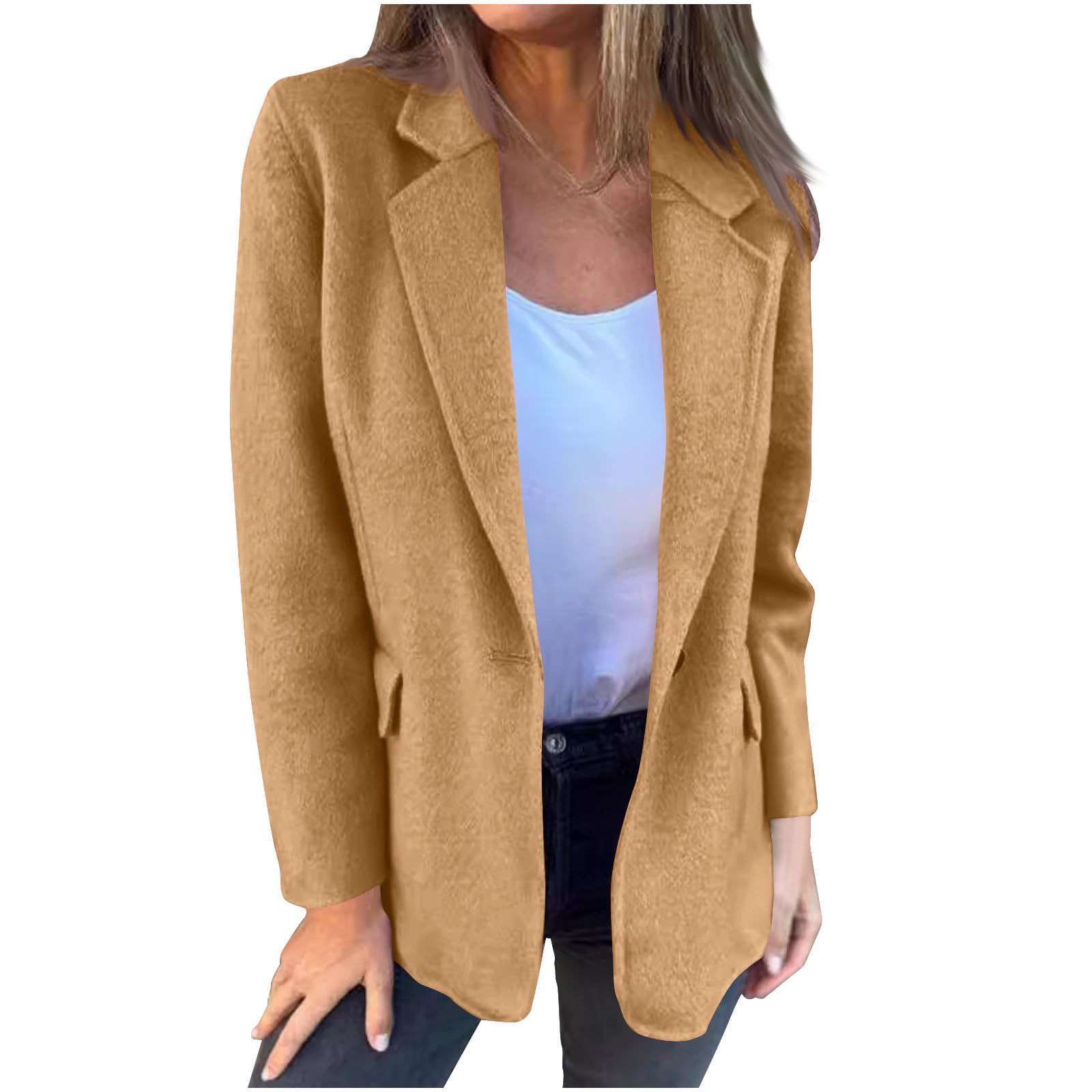 Womens Wool Blend Trench Coats Long Double Breasted Overcoat Dressy Casual Fashion Overcoat