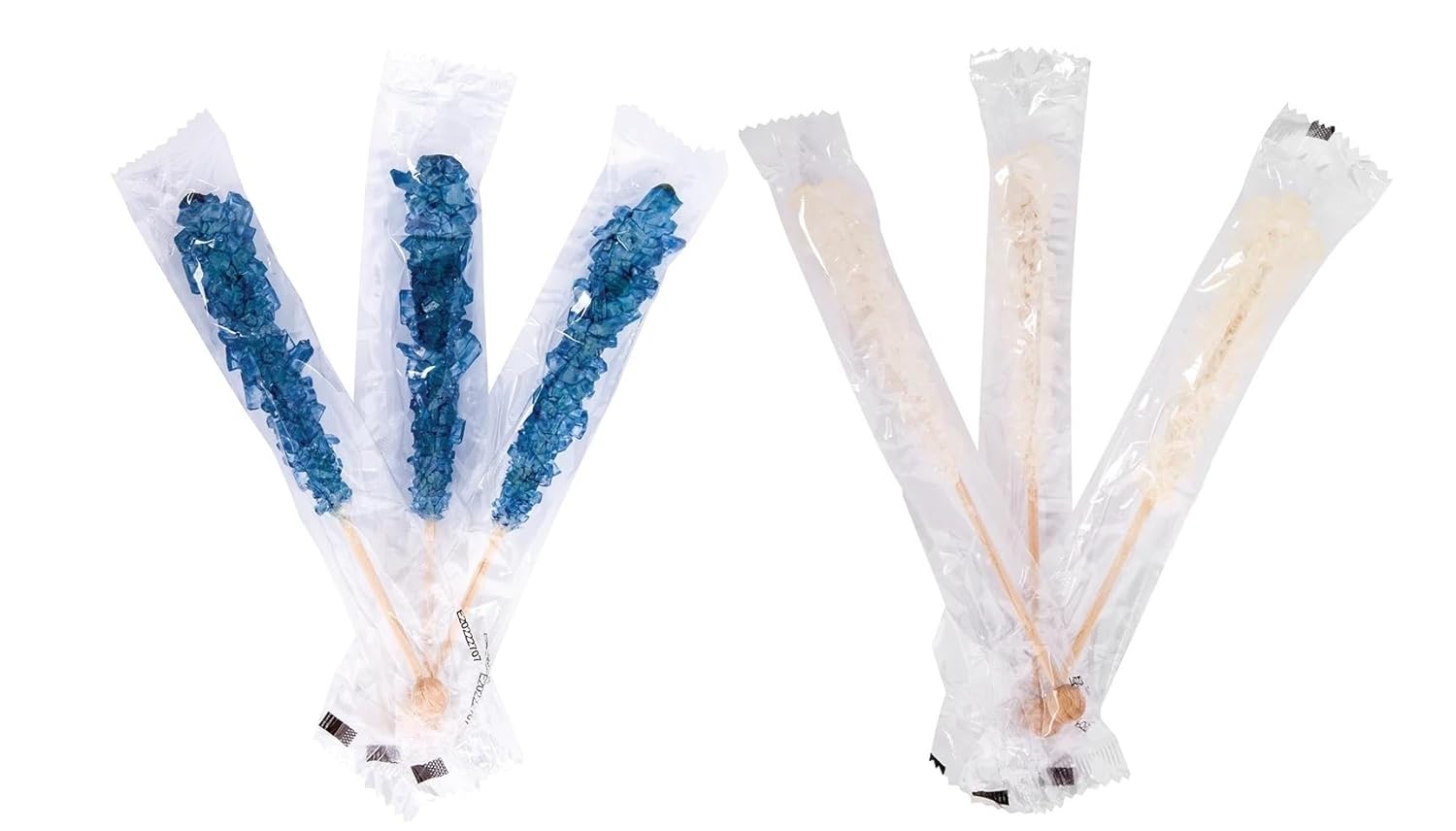 Bayside Candy Rock Candy Wrapped Sticks – Assorted and Individual Flavors – Old-Fashioned Sugar Crystal on a Stick (36ct, Yellow – Lemon)