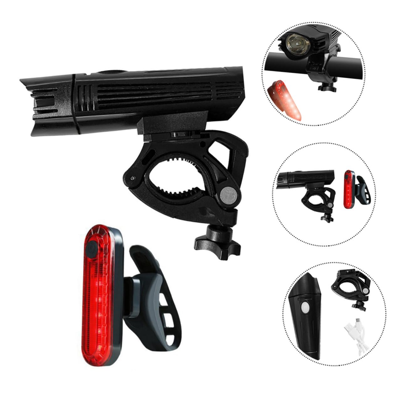 GOOHOCHY Led Bike Rear Light Front Light Set Bike Lamp Package for Night Riding Safety