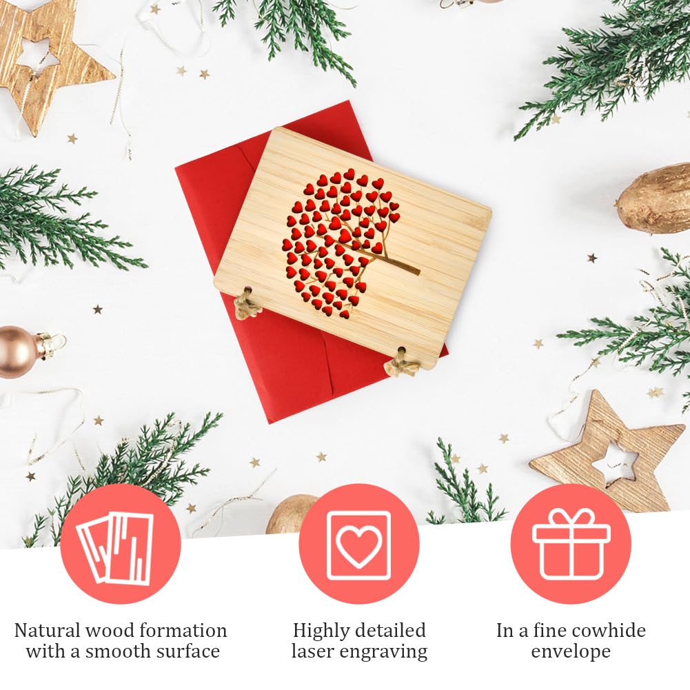LOVLEY Biglietto Auguri Matrimonio in Legno | Porta Soldi Matrimonio | Regalo Anniversario Matrimonio | Biglietto Di Compleanno | Busta Auguri di Nozze (Cuore