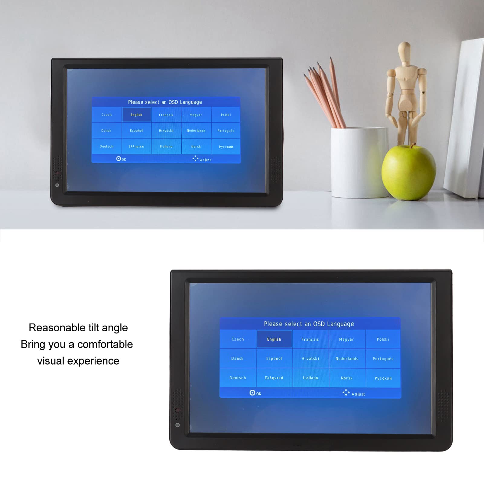 TV Portable 12 Pouces, Télévision Numérique ATSC Rechargeable 1080P TFT LED écran HDMI Lecteur Vidéo, Prise en HDMI, AV, USB, Entrée de Carte TF, pour la Maison, la