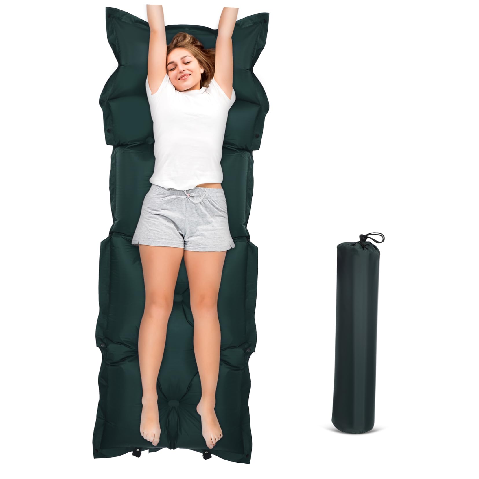 BCOATH Portable Self Inflating Camping Mat with Pillow Lightweight Travel Sleeping Pad Skin Friendly Surface for Comfortable Outdoor Rest and Easy Setup