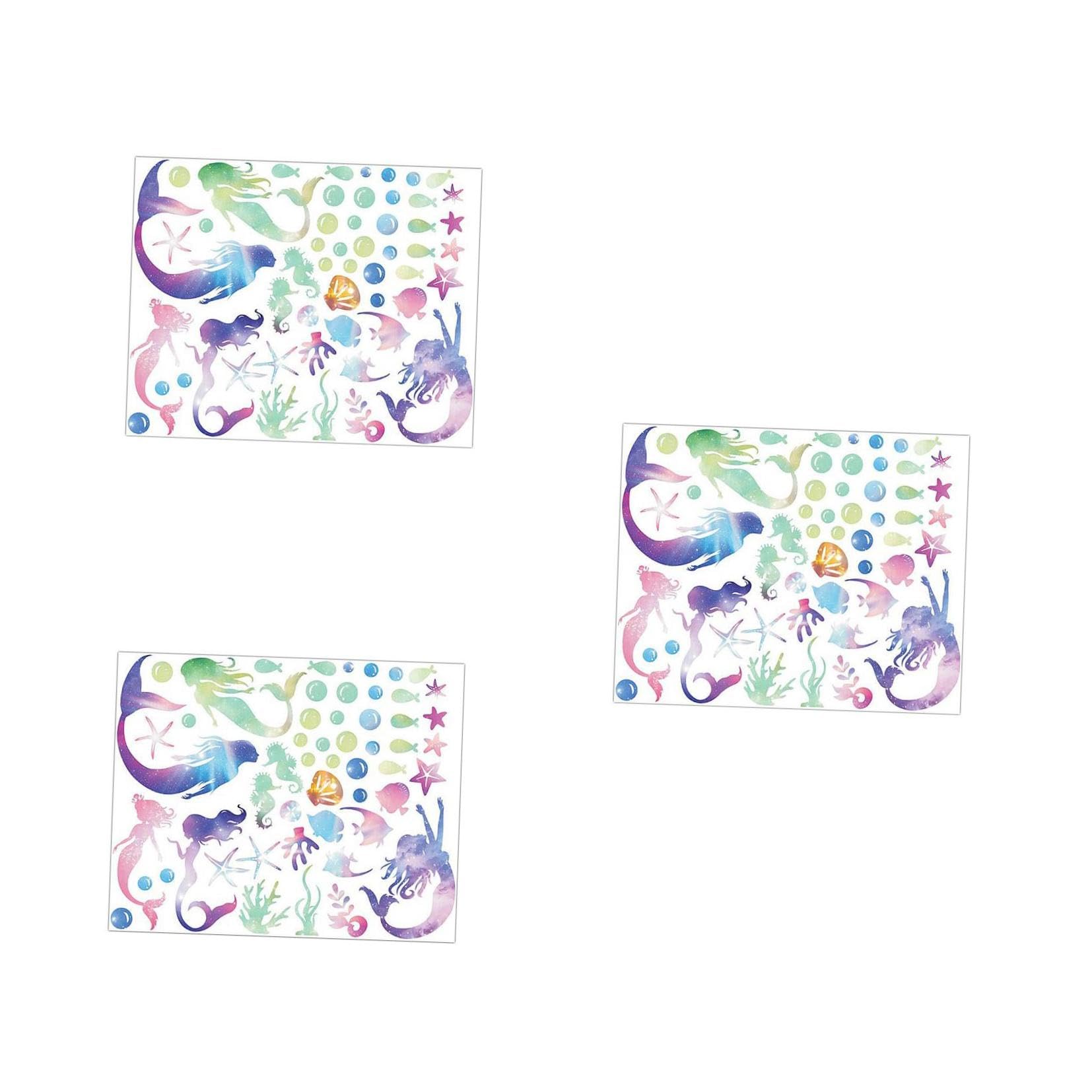 Stickers de sirène colorés Yardwe | Décoration murale PVC lavable contre les traces de doigts