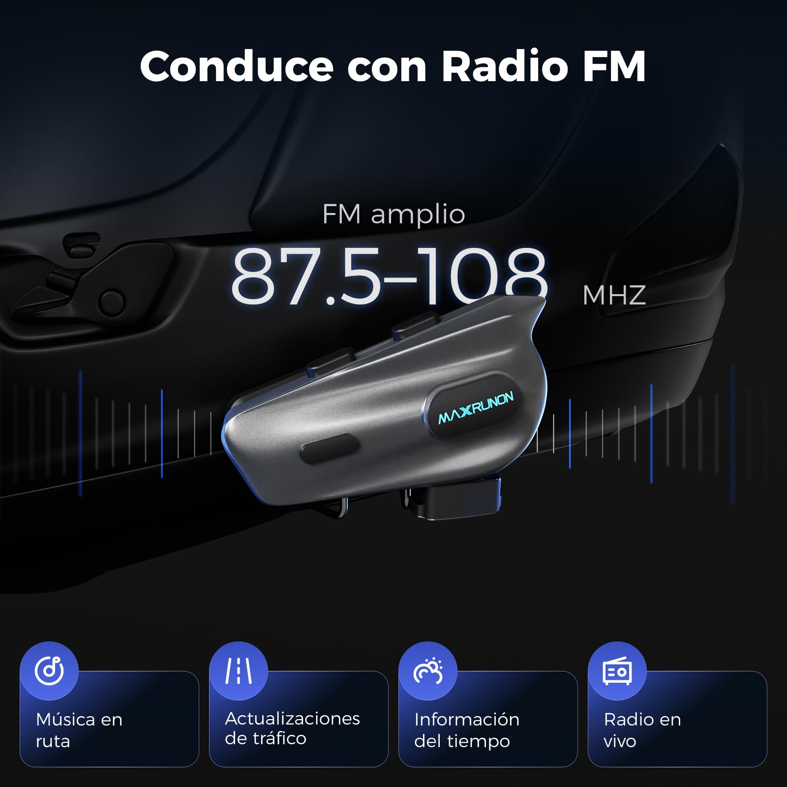 2Y Intercomunicador Casco Moto Bluetooth, 2 Motociclistas Intercom, Cancelación de Ruido, Emparejamiento Universal, Audio Multitarea, IPX5, FM