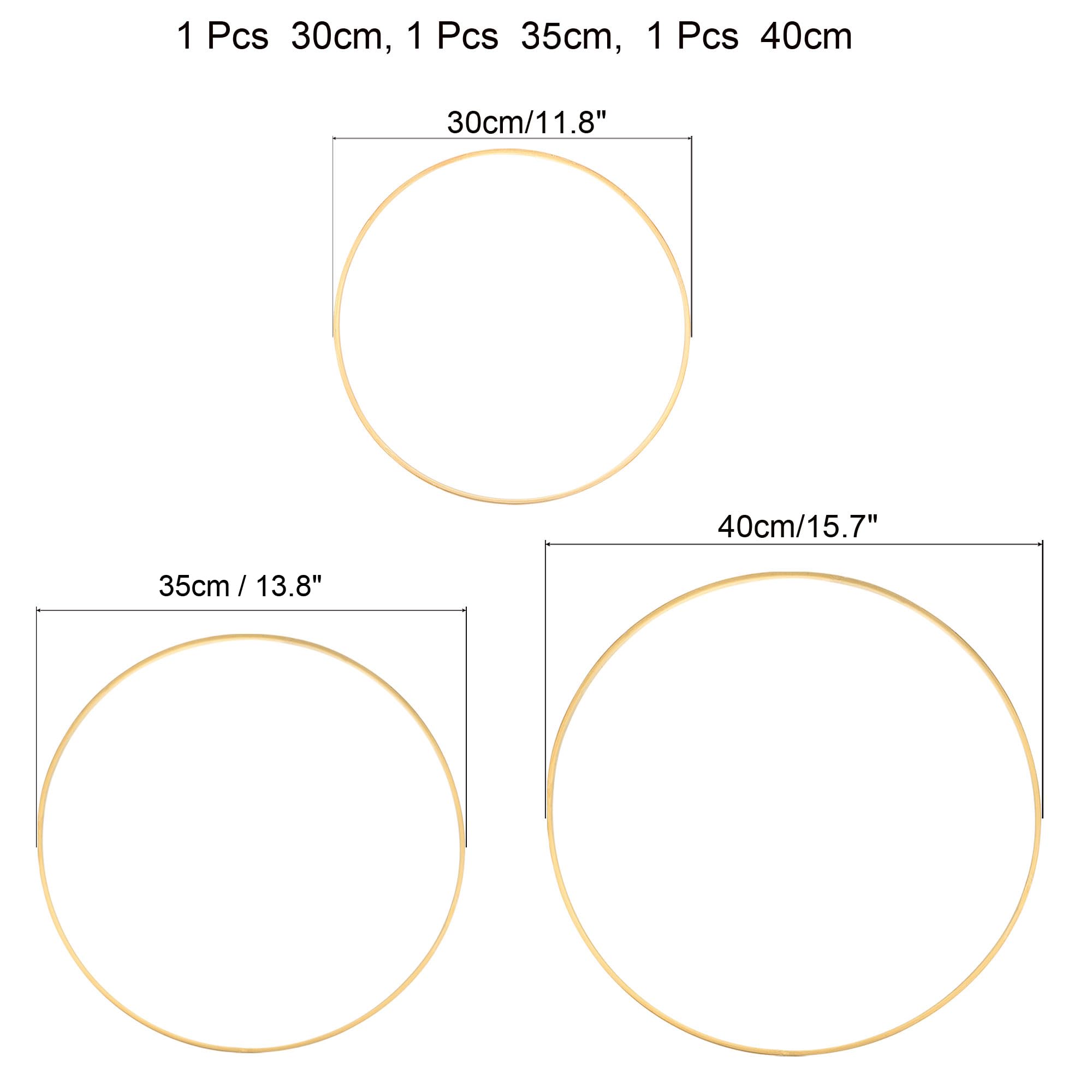 PATIKIL 12/14/16 Inch Wooden Bamboo Floral Hoop, 3Pcs in 1 Set Craft Rings for DIY Wedding Wreath Decor Dream Catcher - Image 2