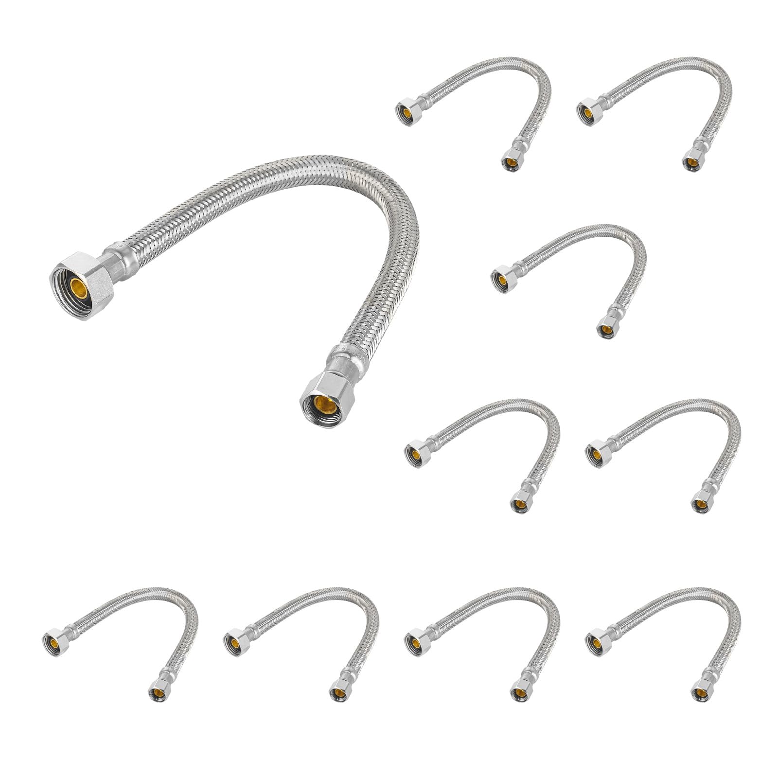 Tuyau de robinet tressé anti-torsion lot de 10 flexibles inox étanches 30,5cm