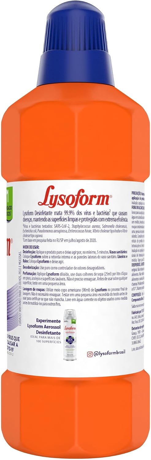 Lysoform Suave Odor, Desinfetante Líquido, Limpeza Pesada e Eficiente, 500ml