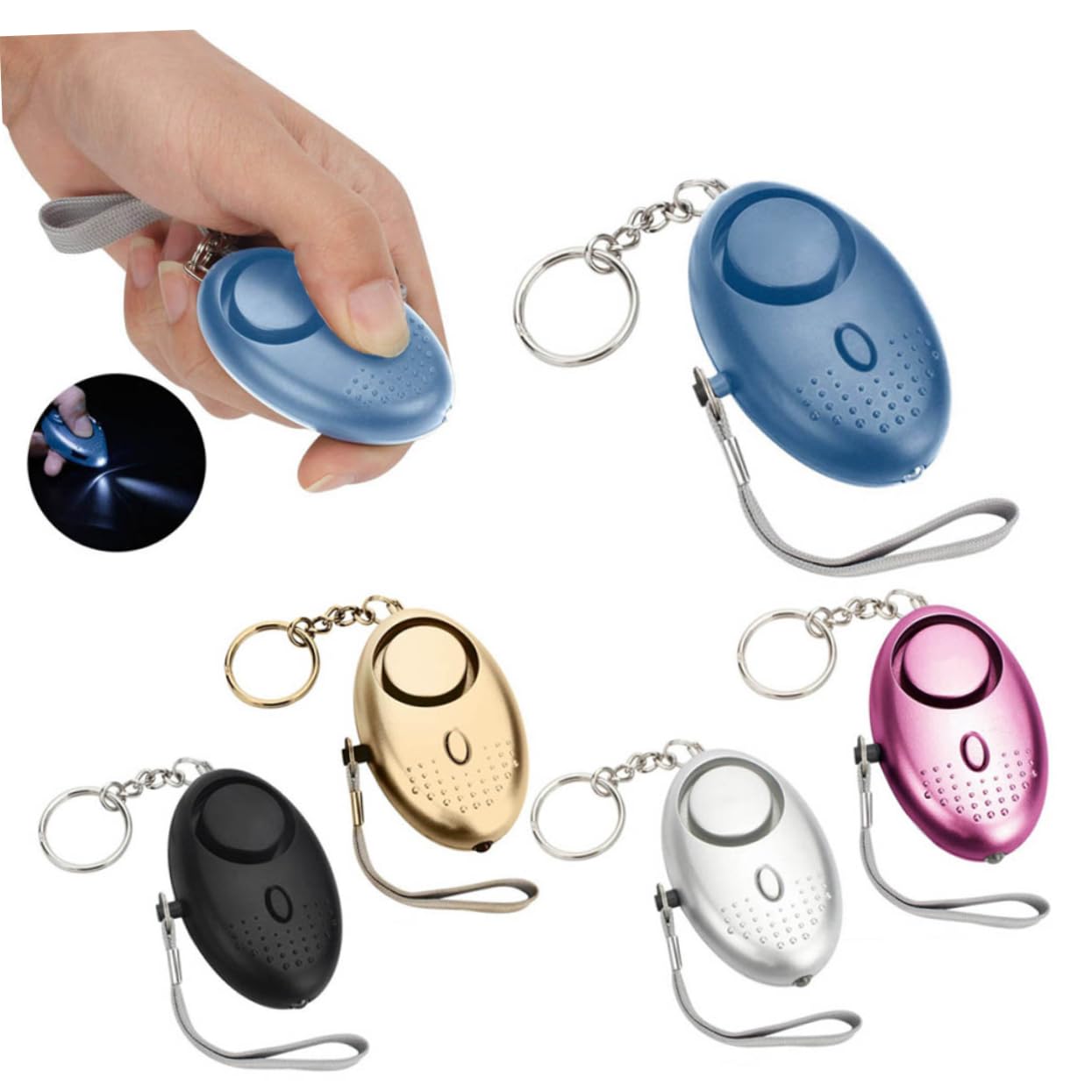 jojofuny 6pièces Alarme Personnelle LED Lot Lampe De Poche Sécurité pour Femmes Garçon Fille Et Personnes Âgées pour Sorties Nocturnes Noir