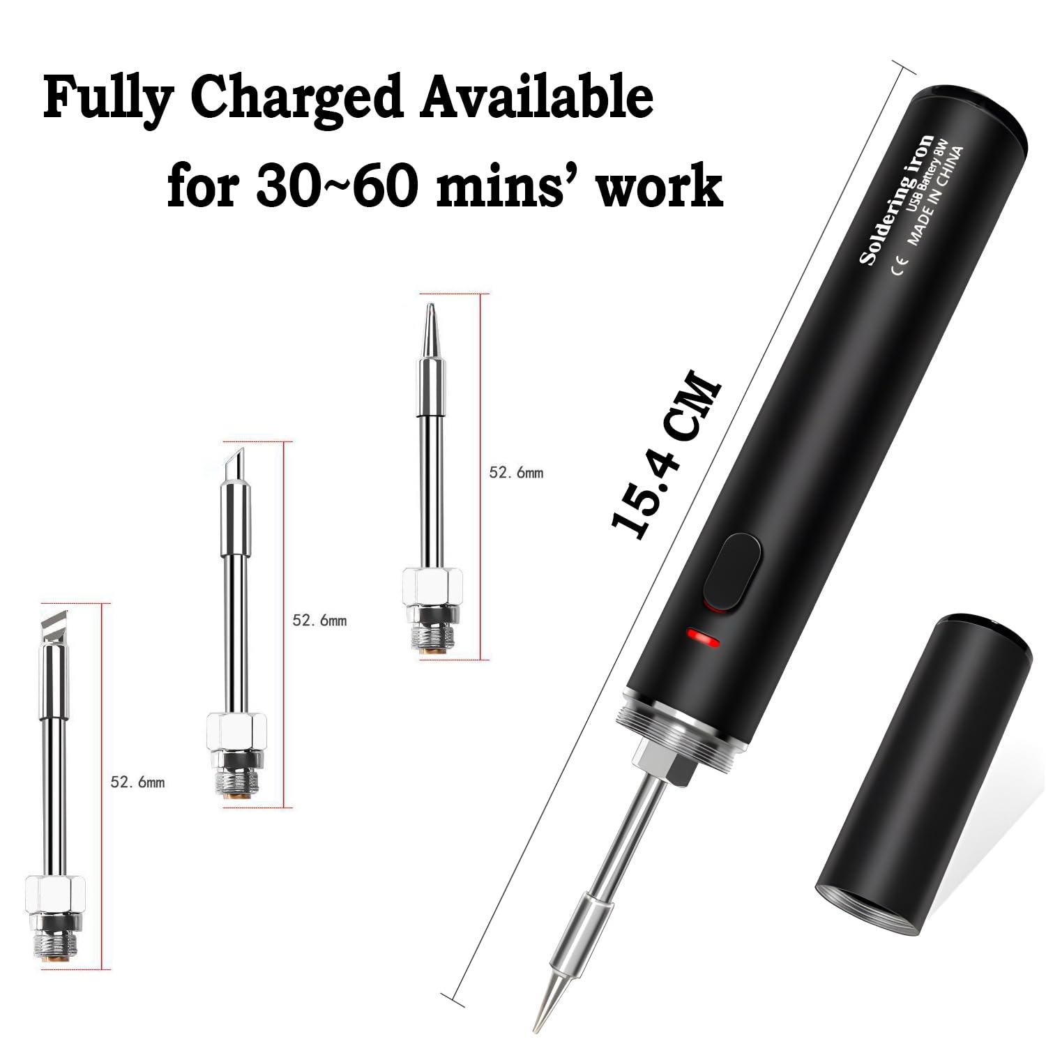 Draagbare soldeerbout, draadloos, 15 W, oplaadbaar via USB-C, 3