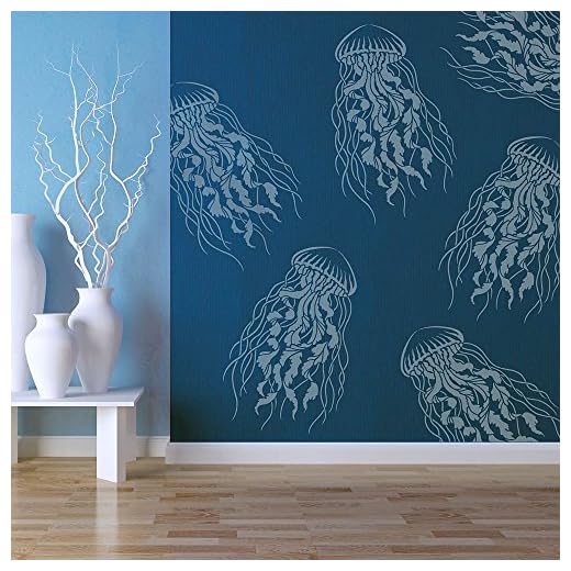 Large Jellyfish Wall Stencil - Large Stencils for Painting Walls – Try Stencils instead of Wallpaper – Modern Stencils for Wall Painting – Stencil Designs for DIY Home Décor – Best Stencils - (MEDIUM)