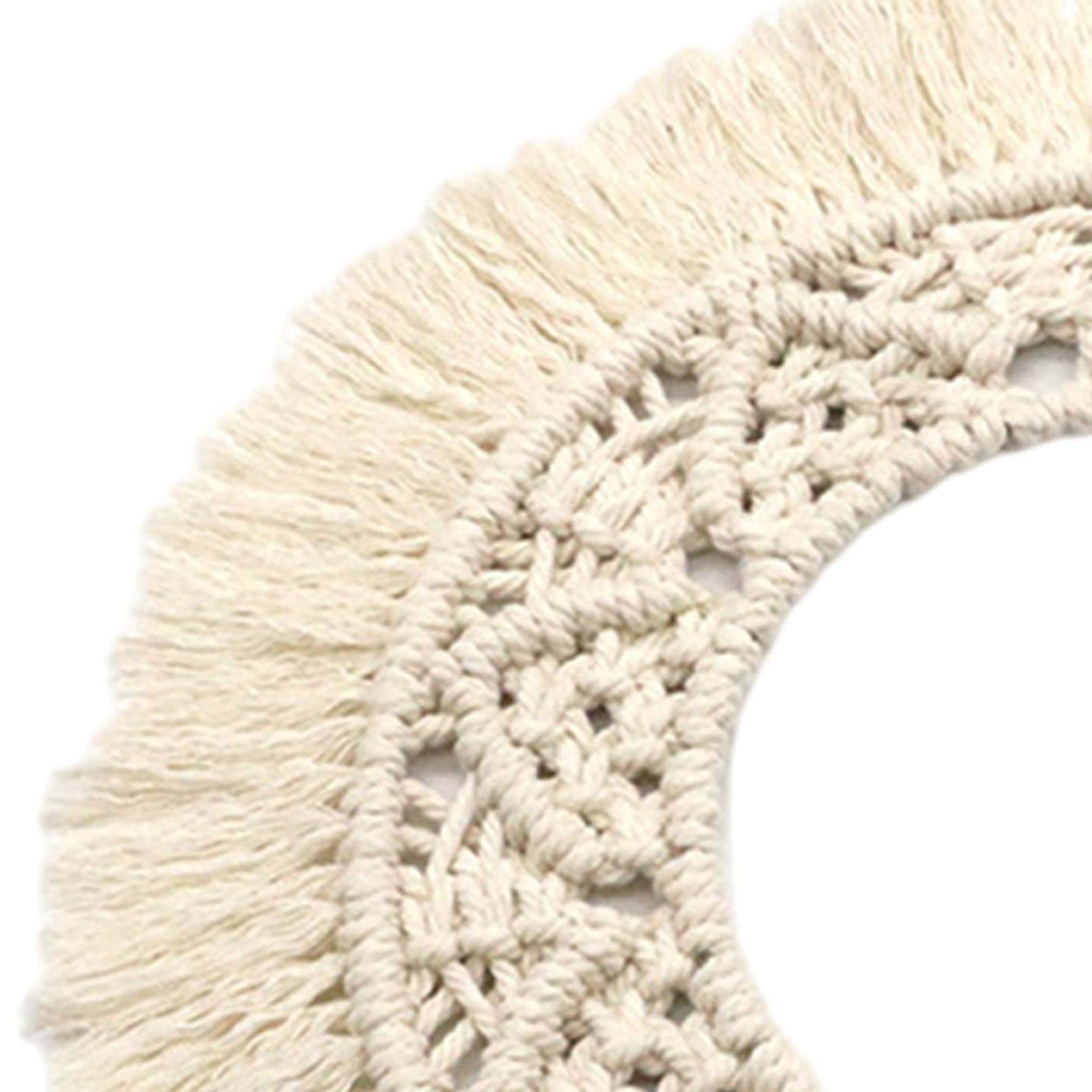 LICHTS Macrame Wall Hanging Round Tapestry Mirror Outer Edge for Background Party D