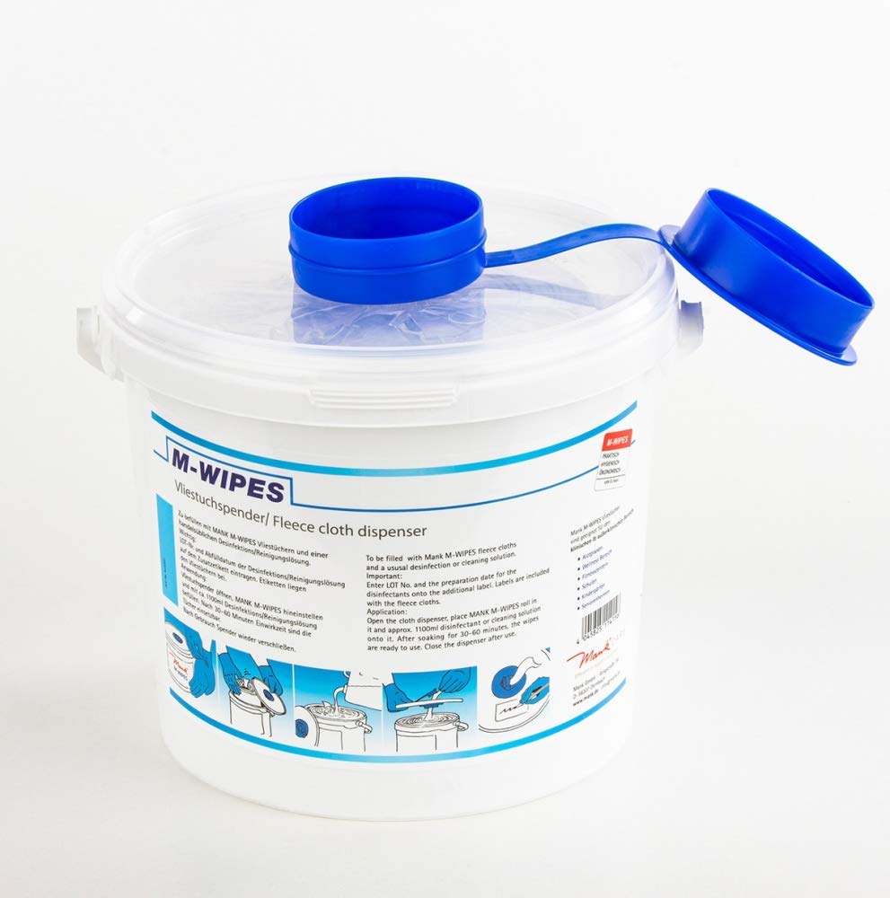 Reinigungstuch M-Wipes aus Spunlace | Weiß | Vliesrollen im Spendereimer | Wischtuch | Reinigung & Hygiene | 17x25 cm | ca. 200 Abrisse | 2 Rollen + 2 Eimer
