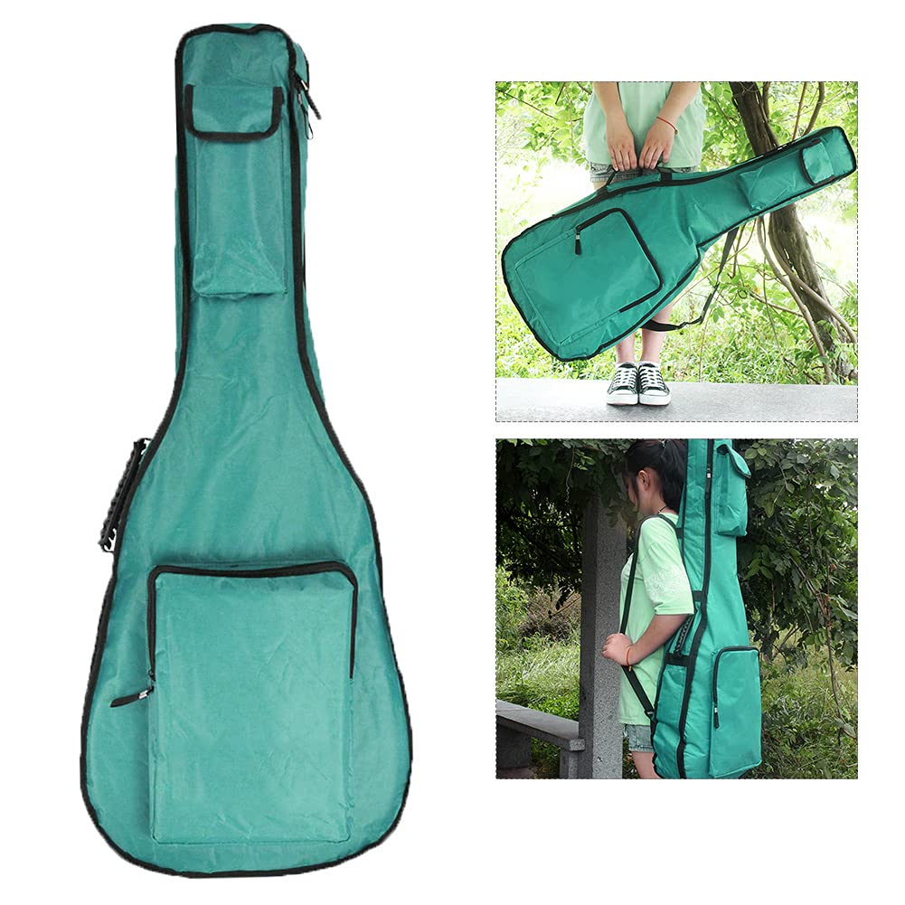 Torba gitarowa Trwałe podwójne paski na ramiona Regulowany 41-calowy futerał do przechowywania dla gitarzystów akustycznych Tkanina Oxford Zielony Niebieski 105x43x5cm (Green)