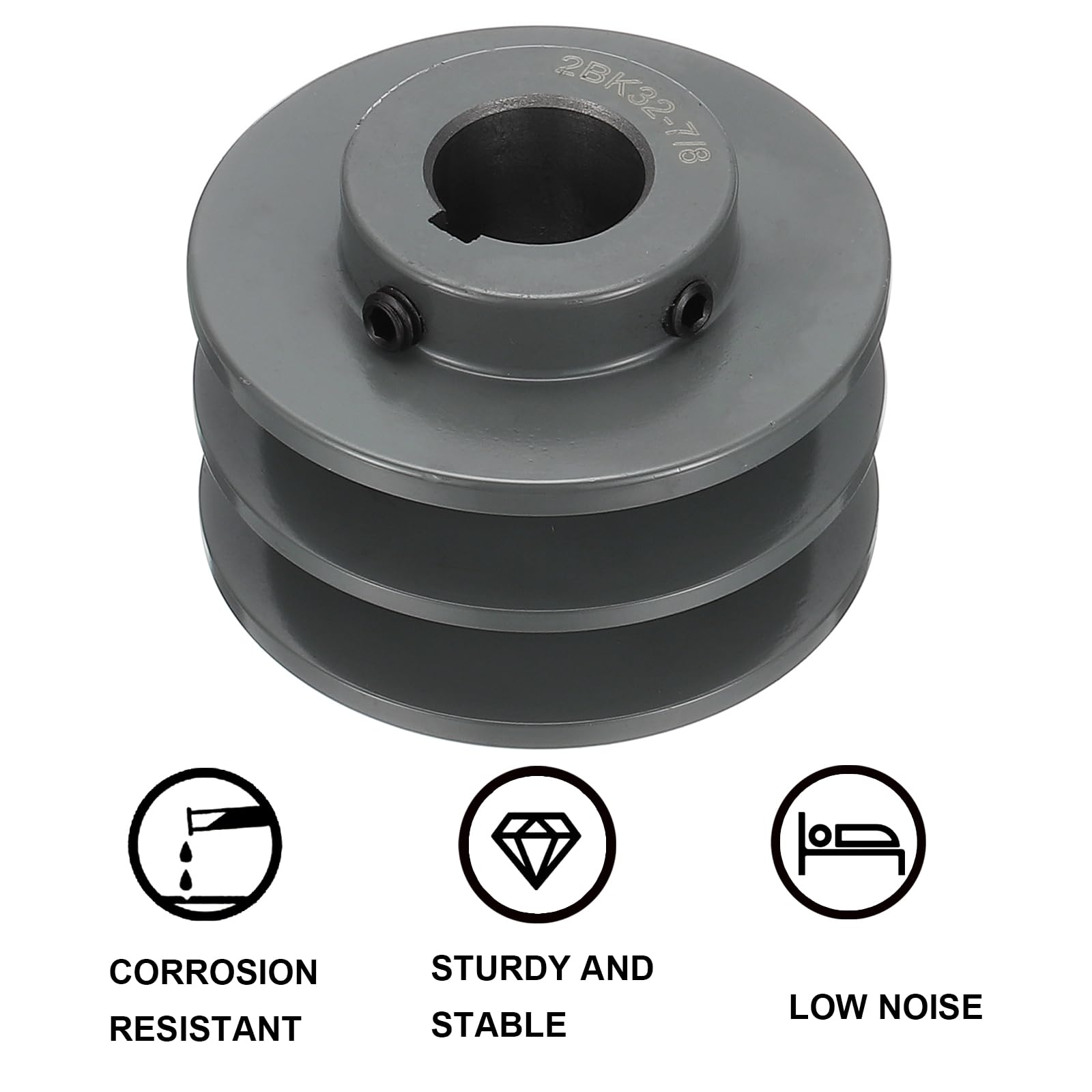 QUARKZMAN 2BK32-7/8 Puleggia A V Con 7/8" Foro 3.35" Diametro Esterno Doppia Scanalatura Puleggia Web Forata Su Misura Ghisa Sezione Cinghia Per Cinghia 3L O B