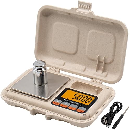 Báscula de gramos para alimentos, 10.58 oz0.00 oz de peso digital gramos y onzas, mini báscula de bolsillo con pantalla LCD, tara para joyas,