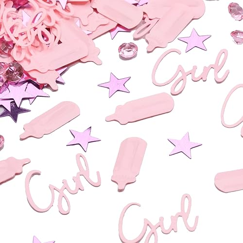 Decoraciones de baby shower, confeti rosa bebé, decoración de mesa para niñas, confeti para baby shower, revelación de género, suministros de fiesta