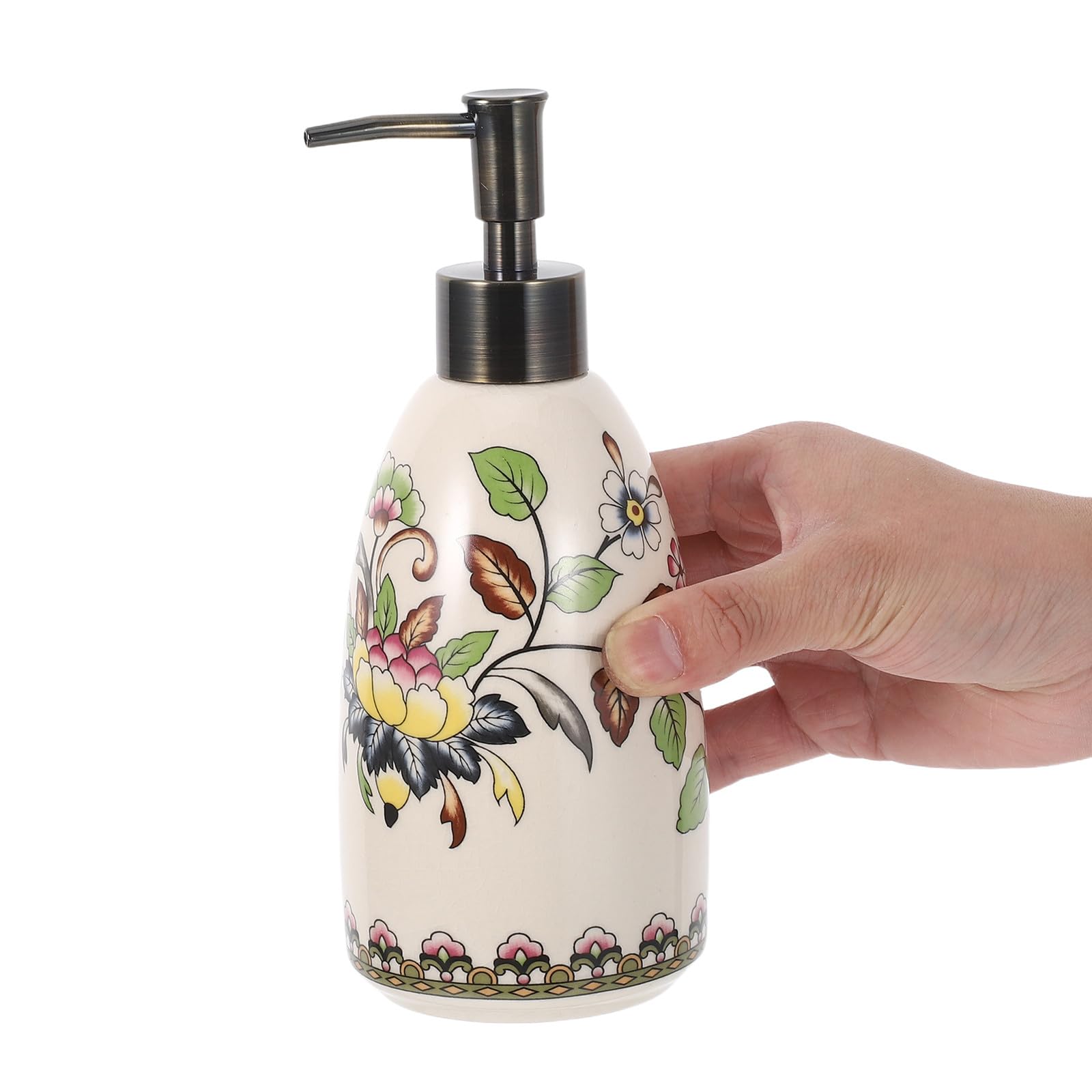 Gadpiparty Dispenser di detersivo per piatti in ceramica, bottiglia per lavaggio a mano ricaricabile, pompa per sapone liquido, contenitore per articoli da toeletta per shampoo e doccia
