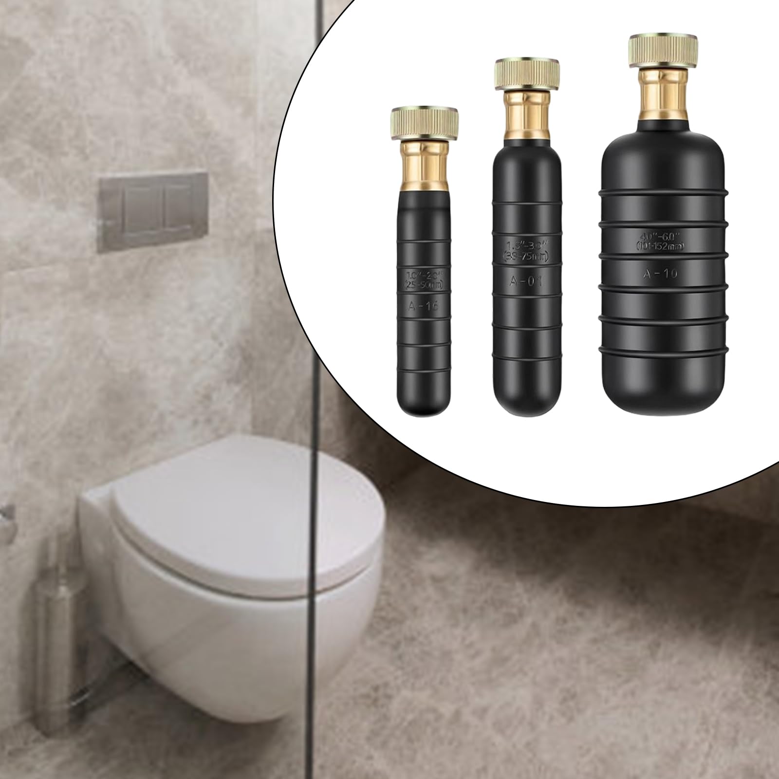 3 limpiadores de desagües de goma, vejigas de limpieza, fregaderos de baño, desagües de ducha, se adapta a vejigas de limpieza de tuberías de 1 a 6 pulgadas