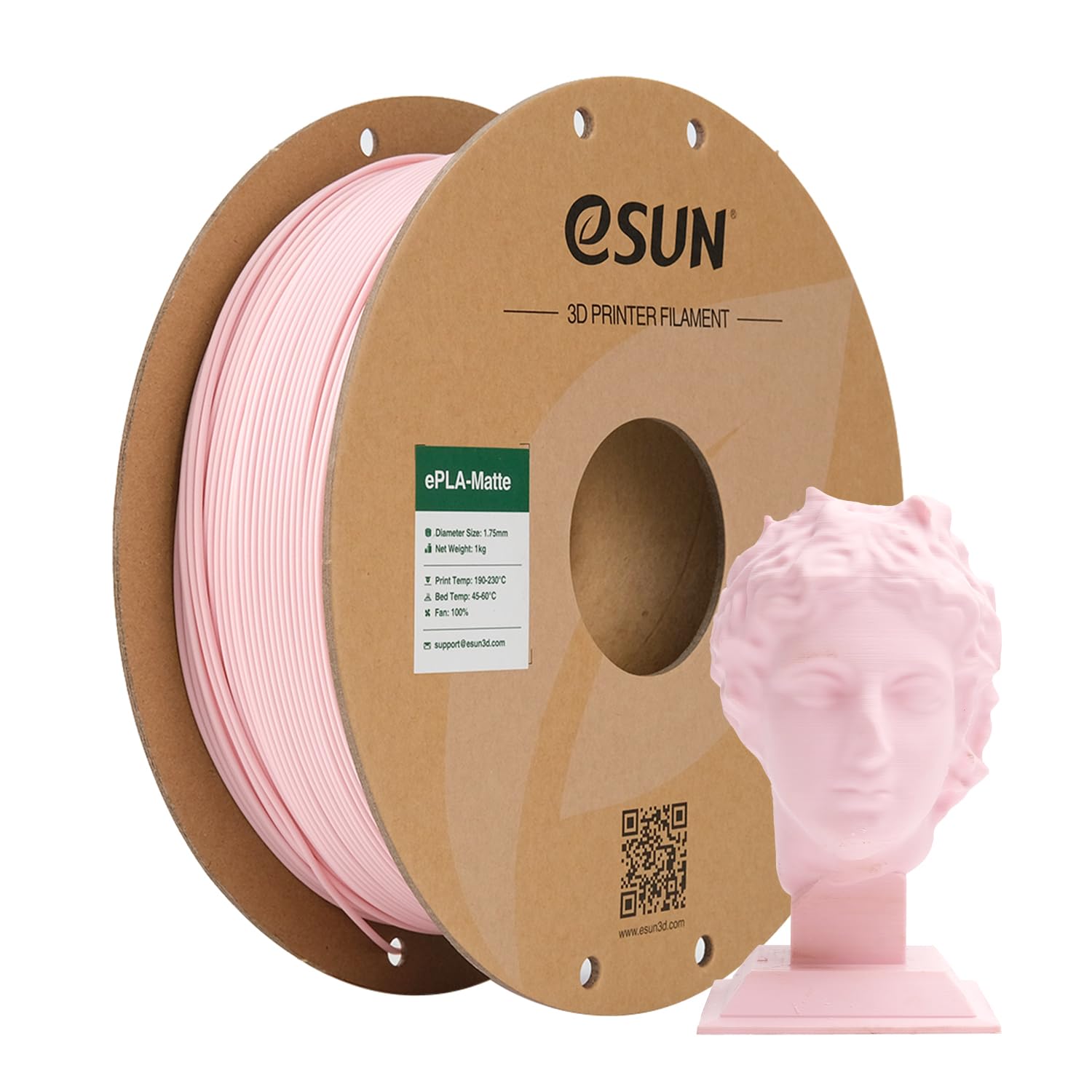 eSUN Filamento per Stampante 3D PLA Opaco Aggiornato, Filamento PLA Opaco da 1.75mm, Precisione Dimensionale +/- 0.02mm, Bobina da 1kg Filamento per Stampa 3D per Stampanti 3D, Rosa Pesca Opaco
