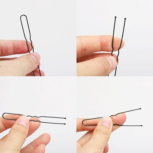 Miniatura 5 de Tbestmax 300 alfileres de pelo en forma de U, para ballet, red de pelo para mujer, 2.8 in, color negro