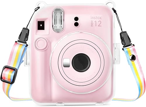 Rieibi Polaroid - Funda transparente compatible con Fuji Instax Mini 12 Funda rígida Polaroid para cámara instantánea Fujifilm Instax Mini 12