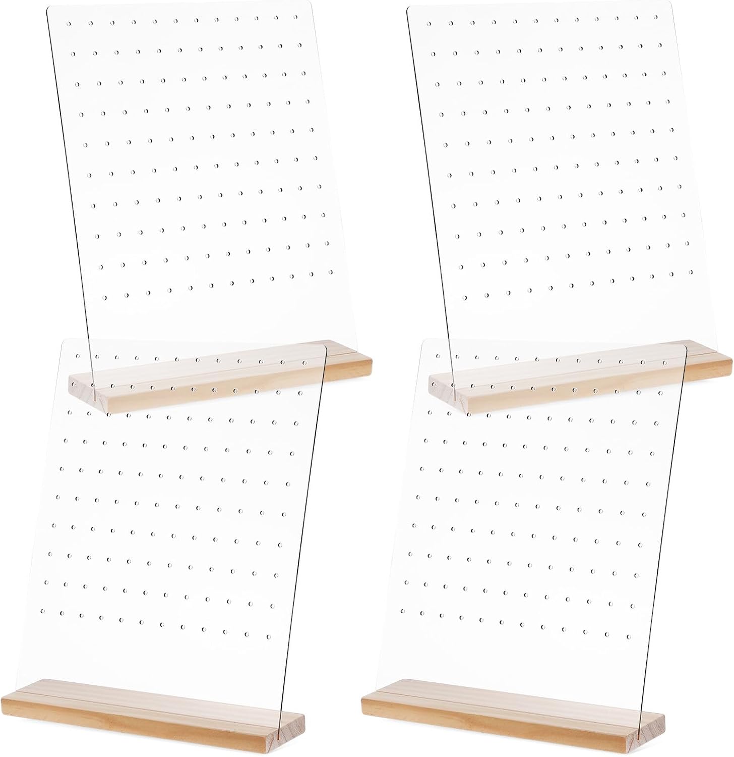 Milisten Earring Organizer Earrings Holder with Wood Base Acrylic 120-hole for Home and Craft Shows 4pcs
