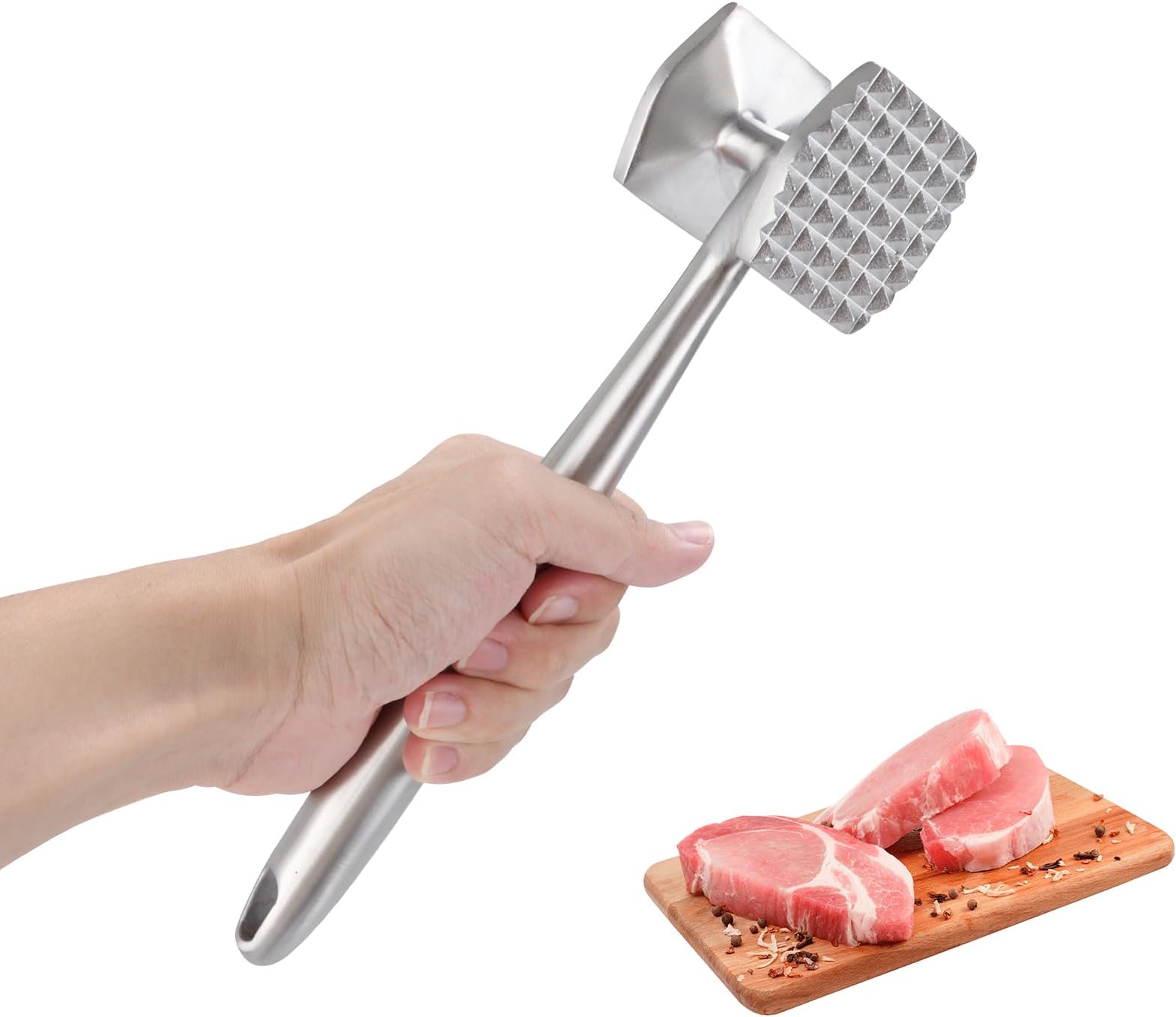 Sinogoods Fleischklopfer - Doppelseitig Edelstahl 304