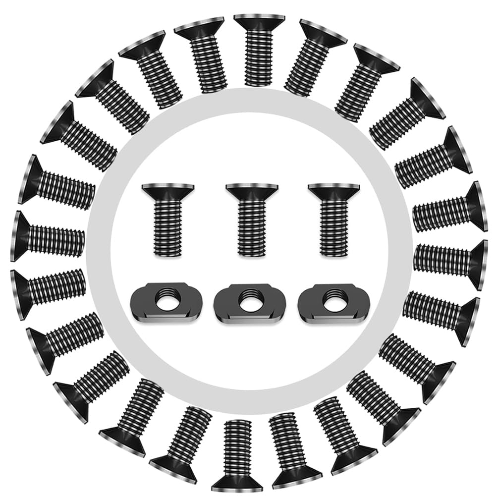 Persistence Juego de 24 Tornillos y Tuercas Mlok de Repuesto, Tornillos para Montaje en Riel M-Lok y Accesorios para Tuercas en T con Llave Hexagonal.