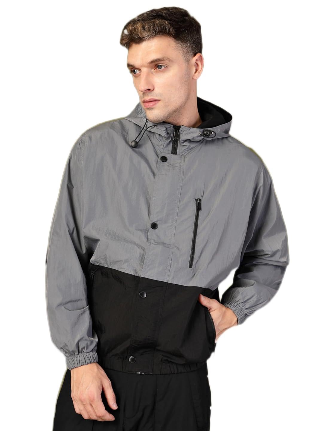 CHKOKKO Men Polyester Winter Sports Windcheater Stylish Zipper Standard Length Winter Sports Jacket