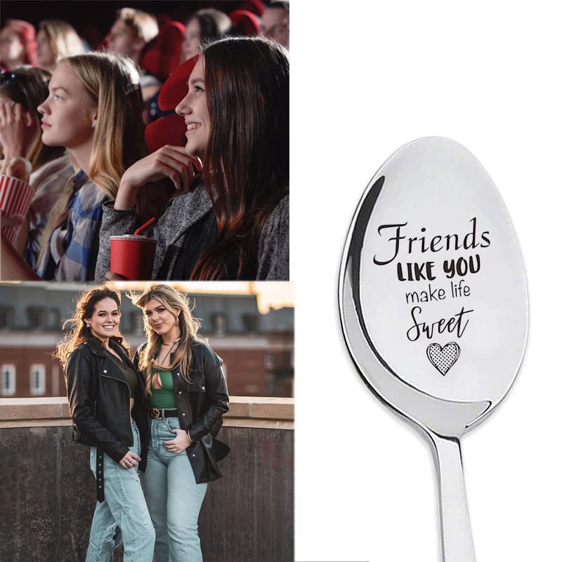 Freundschafts-Löffel Mit Gravur – 'Friends Like You Make Life Sweet', Edelstahl, 19,1 Cm