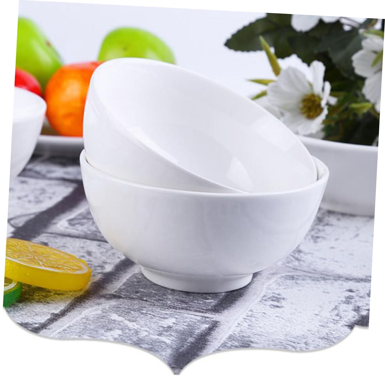 iplusmile Bol à Riz en Porcelaine Blanc 6 Pièces, Empilable et Isolant | Vaisselle pour Restaurant et Maison, Format Pratique pour Service Quotidien, Lot de 6